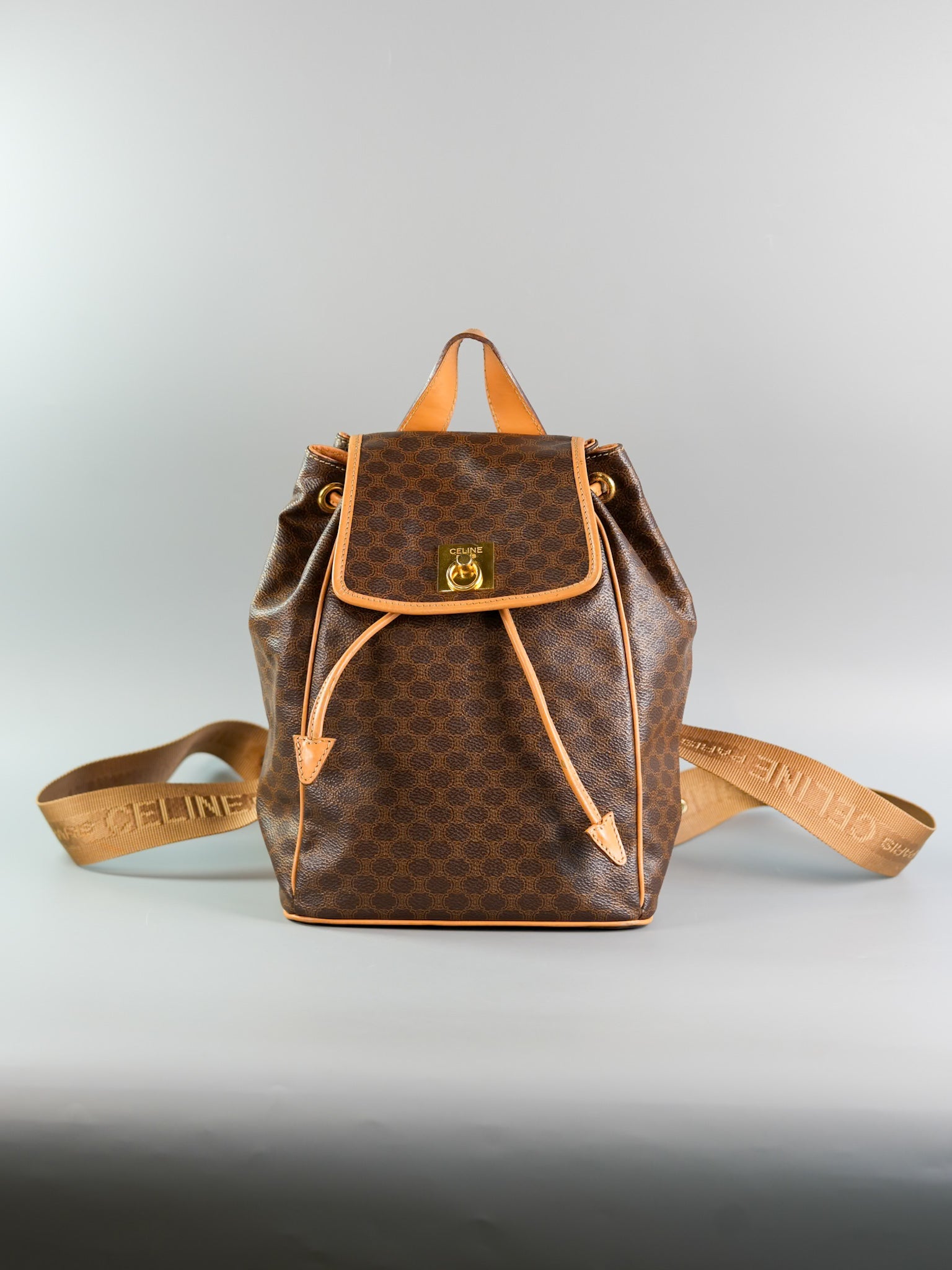 Macadam Drawstring in Brown Backpack | Purse Maison Luxury Bags Shop