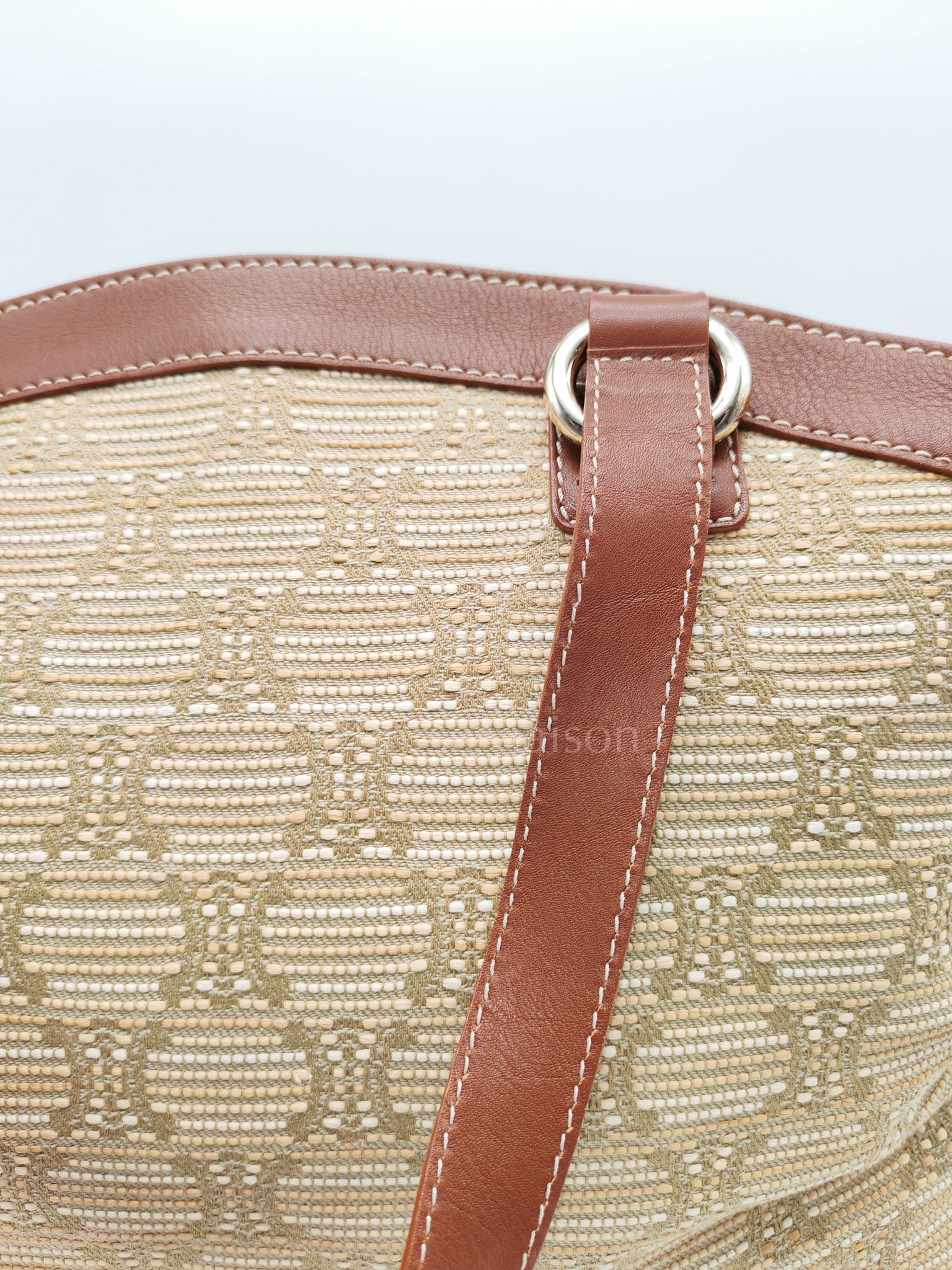Macadam Monogram Canvas Tote Bag in Brown Leather Trim and Handle | Purse Maison Luxury Bags Shop