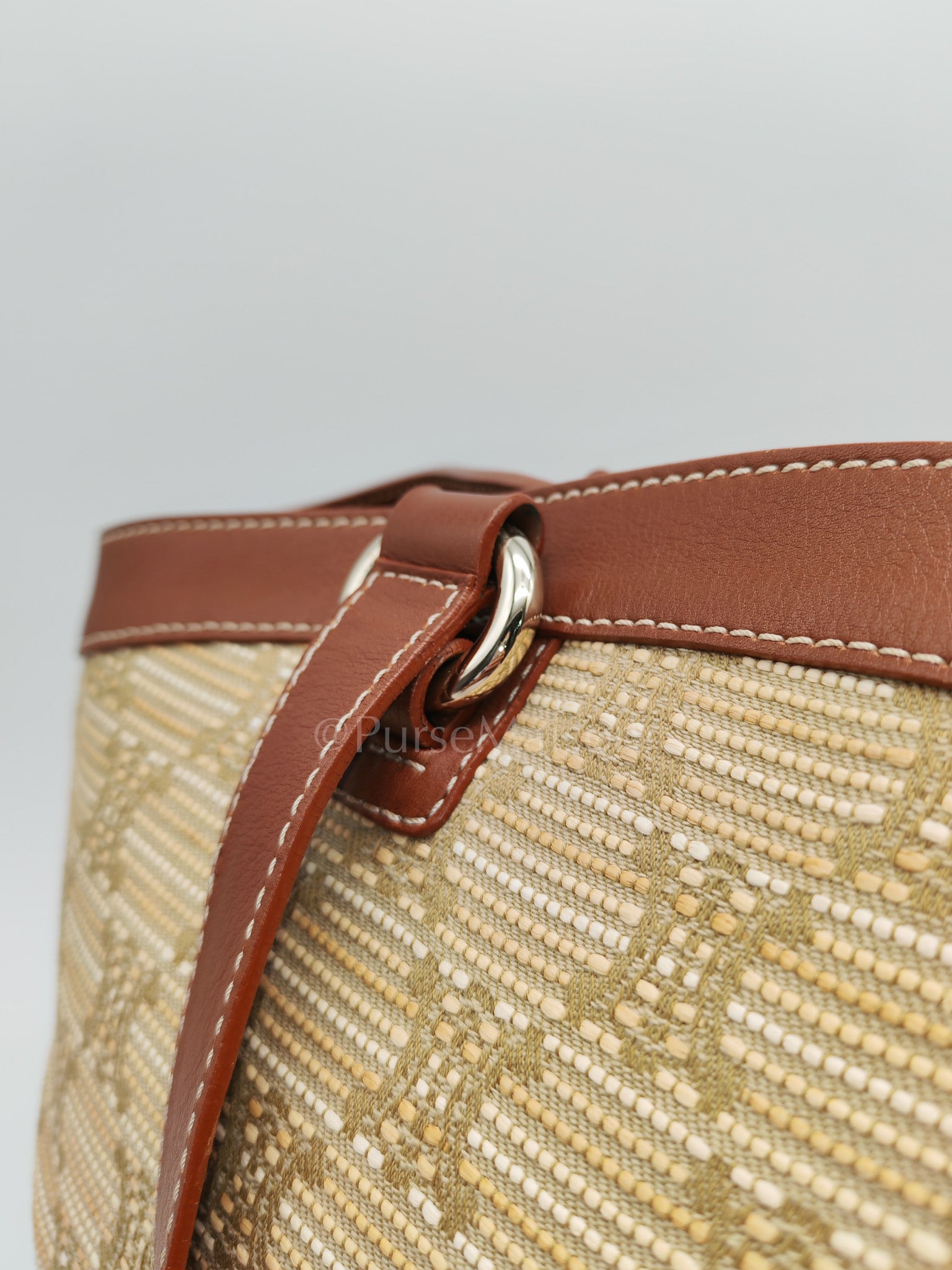 Macadam Monogram Canvas Tote Bag in Brown Leather Trim and Handle | Purse Maison Luxury Bags Shop