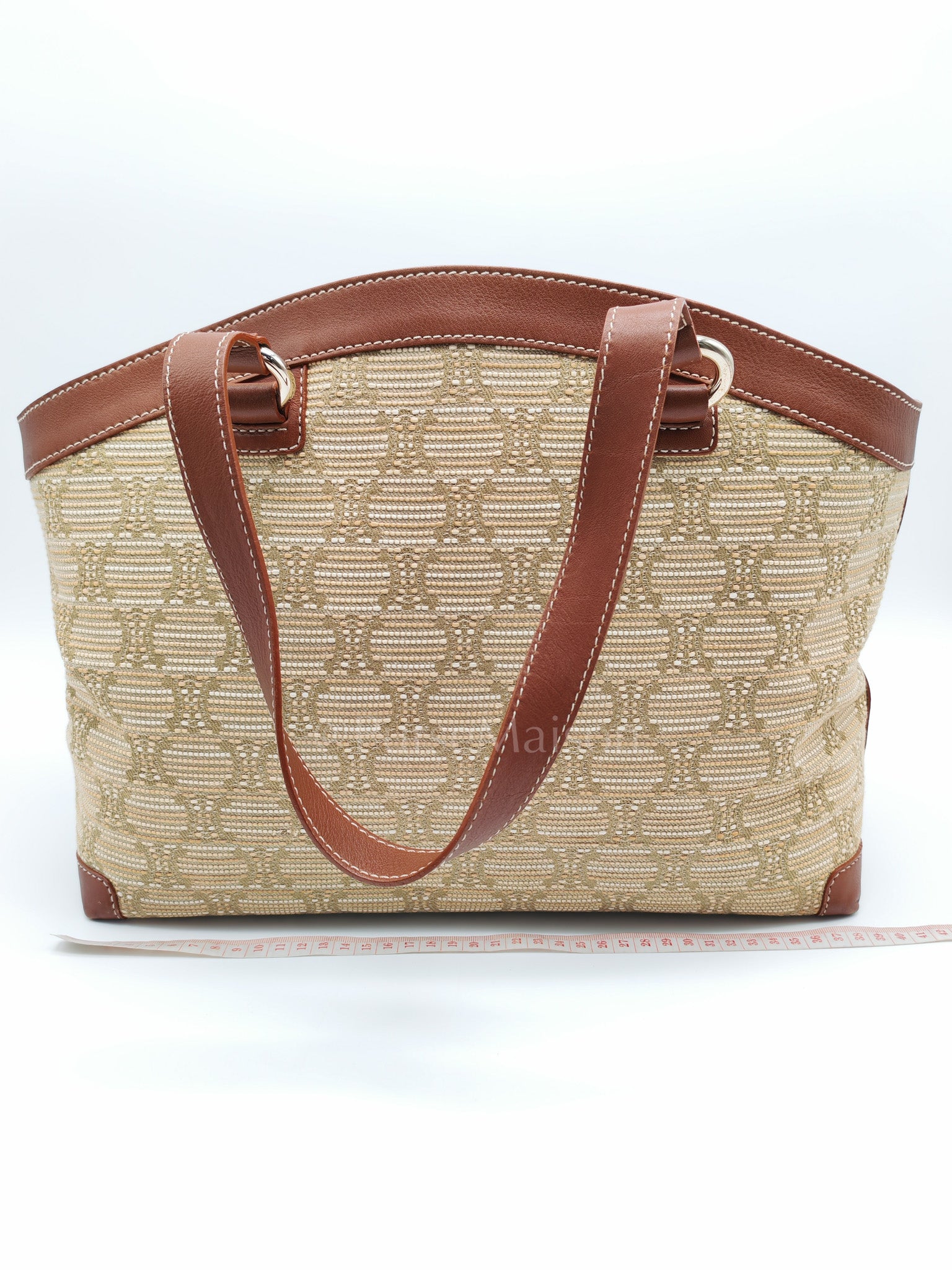 Macadam Monogram Canvas Tote Bag in Brown Leather Trim and Handle | Purse Maison Luxury Bags Shop