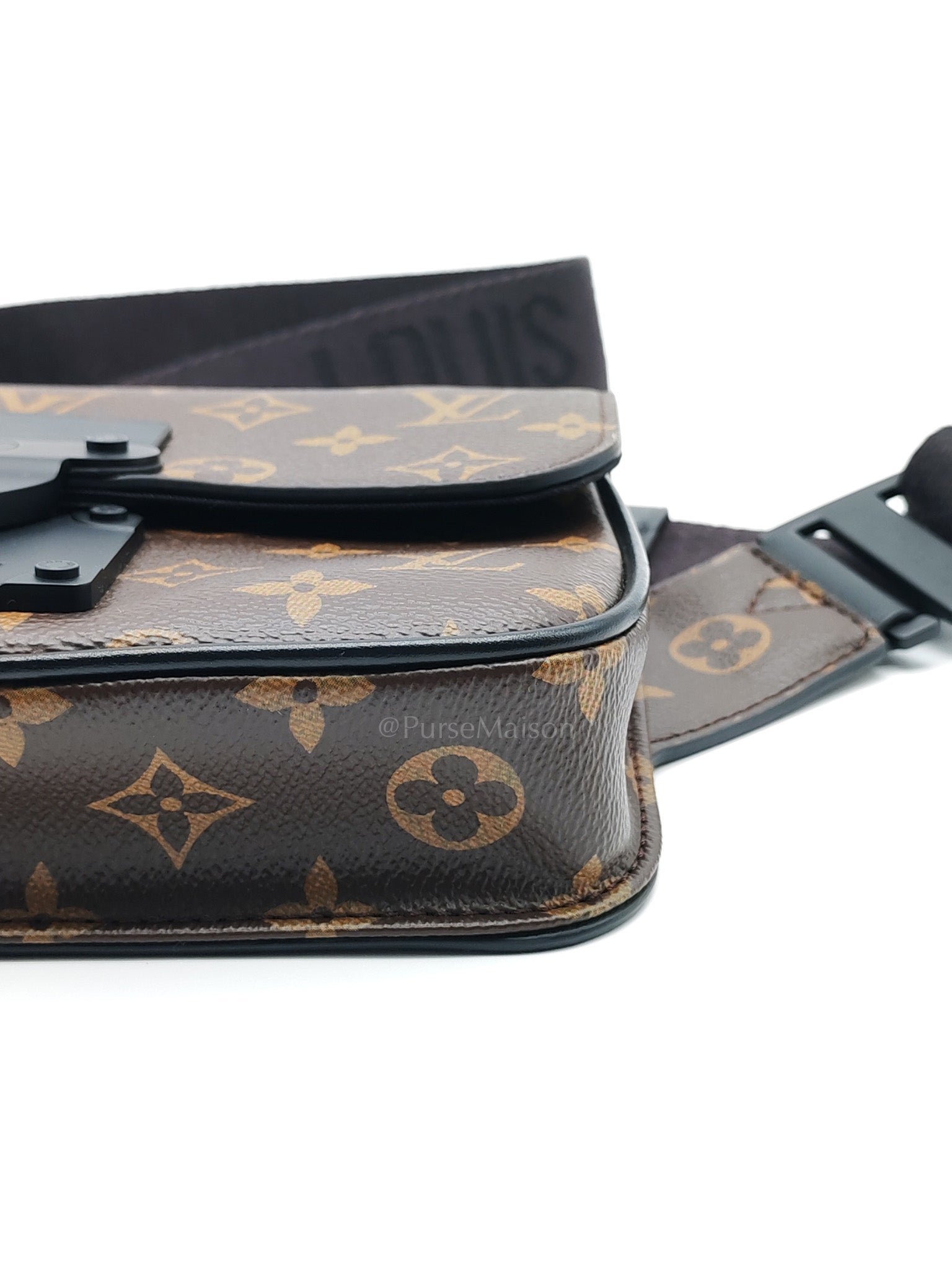 Macassar S-Lock Sling Bag in Monogram Canvas & So Black Hardware Microchip | Purse Maison Luxury Bags Shop