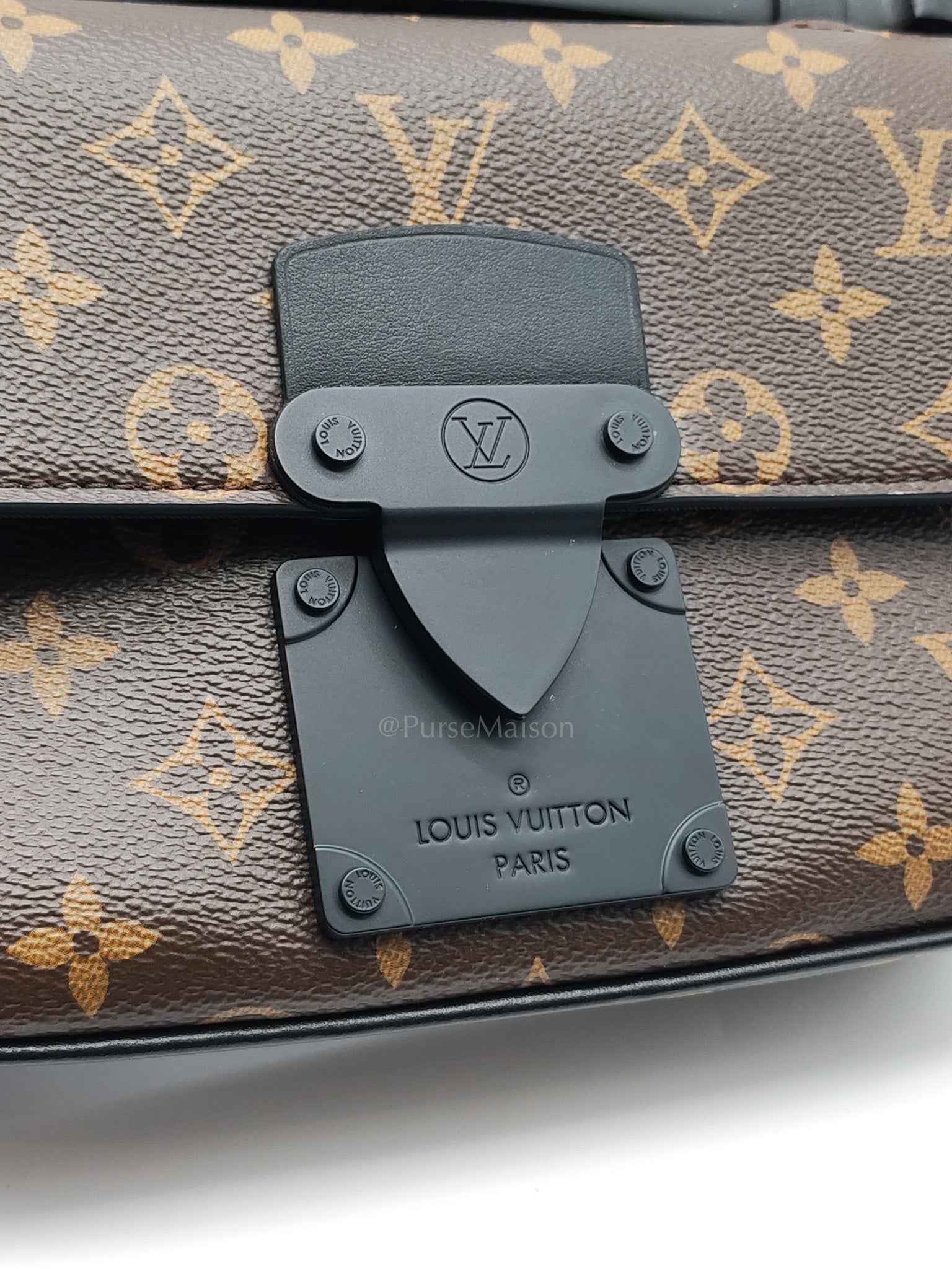 Macassar S-Lock Sling Bag in Monogram Canvas & So Black Hardware Microchip | Purse Maison Luxury Bags Shop