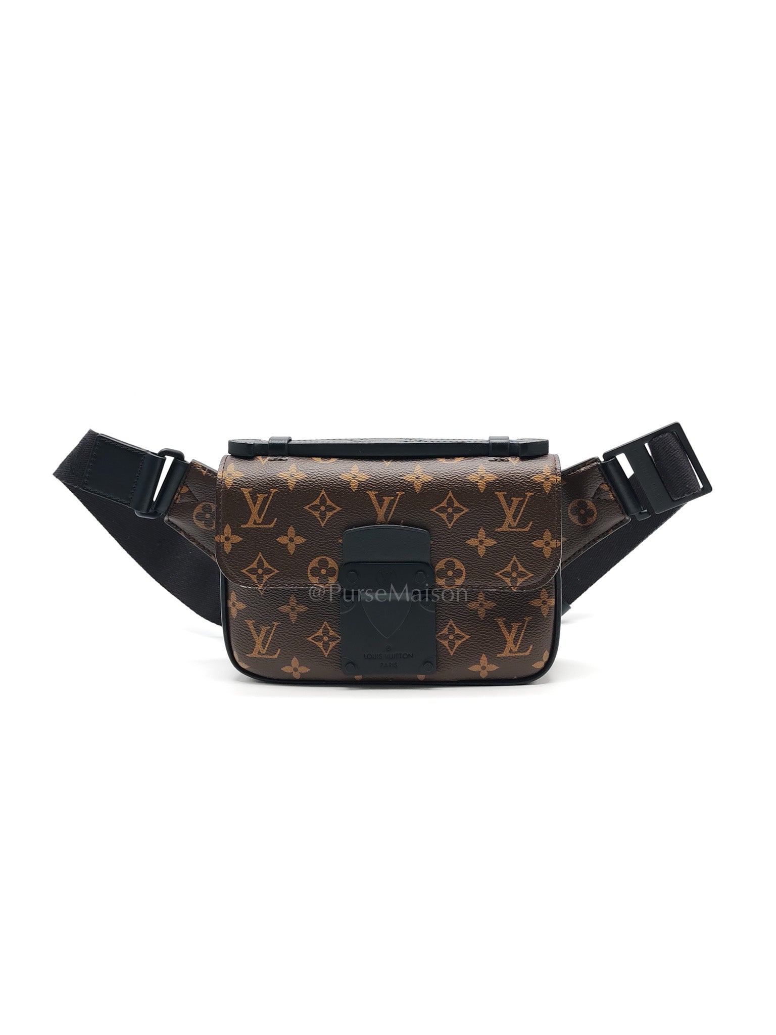 Macassar S-Lock Sling Bag in Monogram Canvas & So Black Hardware Microchip | Purse Maison Luxury Bags Shop