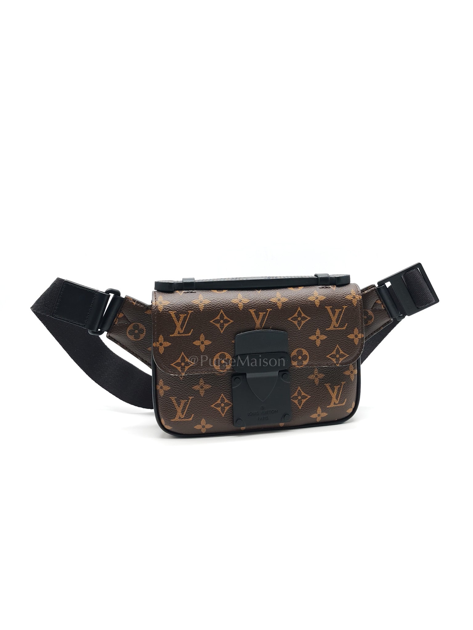 Macassar S-Lock Sling Bag in Monogram Canvas & So Black Hardware Microchip | Purse Maison Luxury Bags Shop