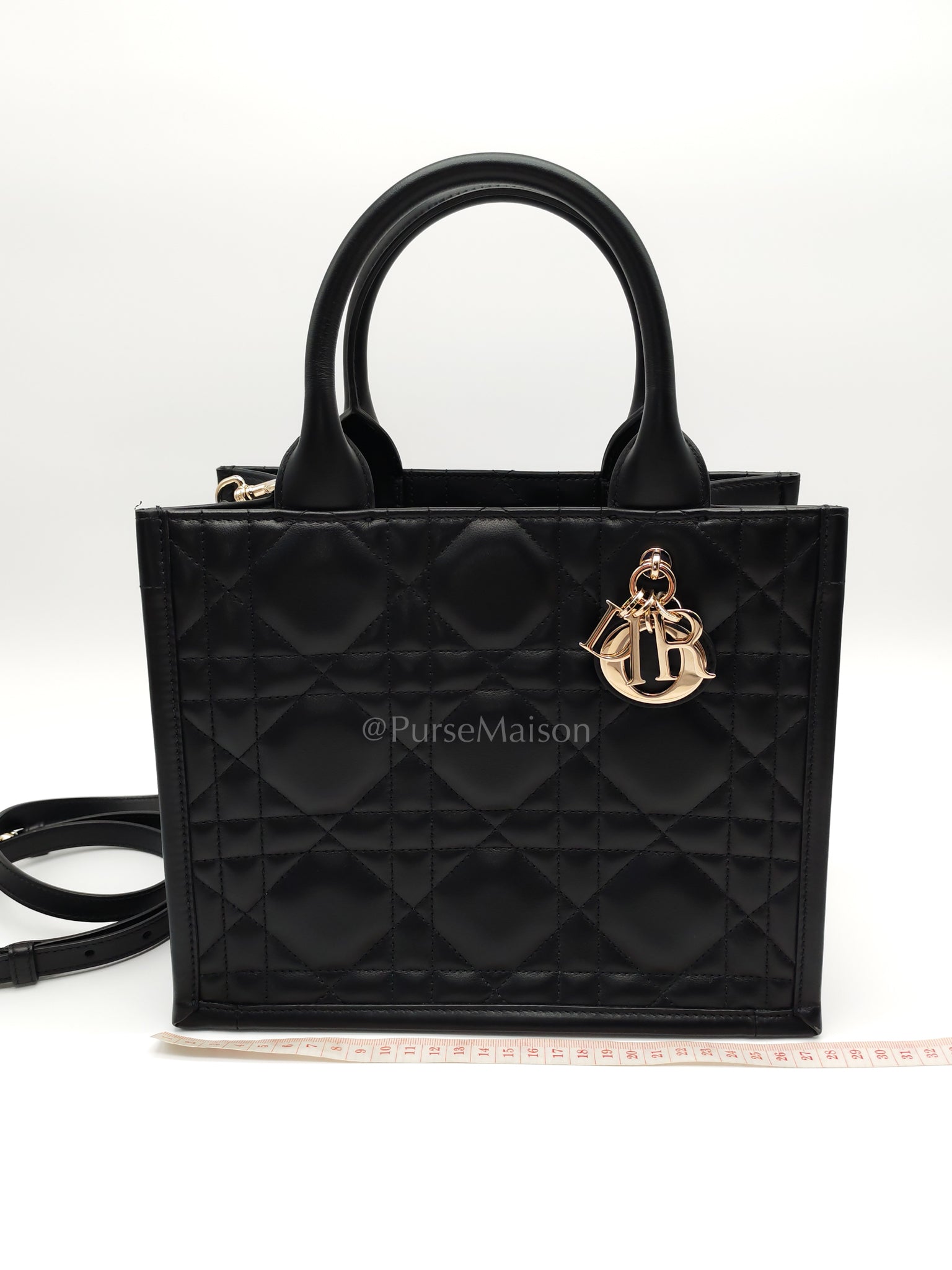 Macrocannage Booktote Small in Black Lambskin Leather Shoulder Bag | Purse Maison Luxury Bags Shop
