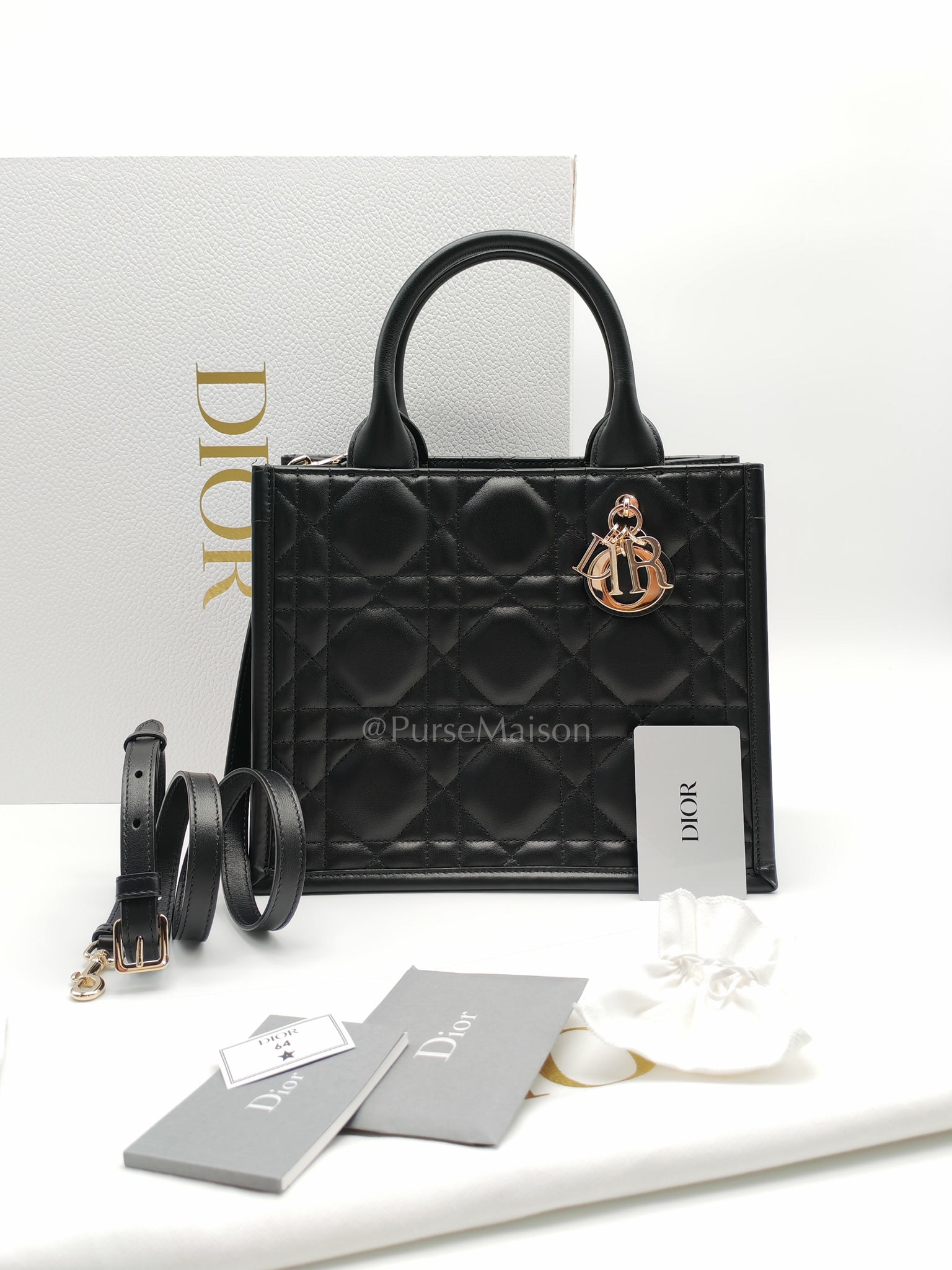 Macrocannage Booktote Small in Black Lambskin Leather Shoulder Bag | Purse Maison Luxury Bags Shop