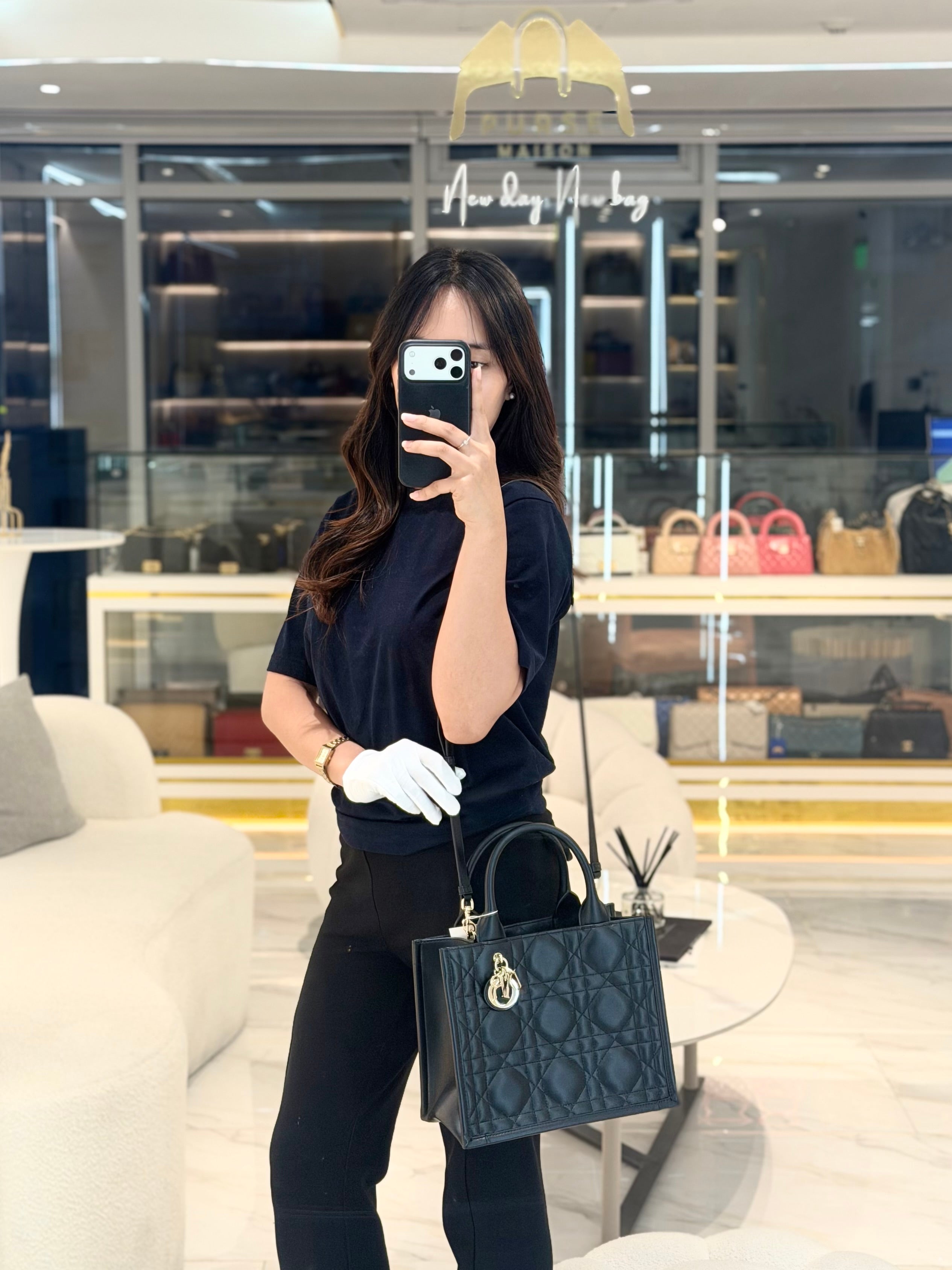 Macrocannage Booktote Small in Black Lambskin Leather Shoulder Bag | Purse Maison Luxury Bags Shop