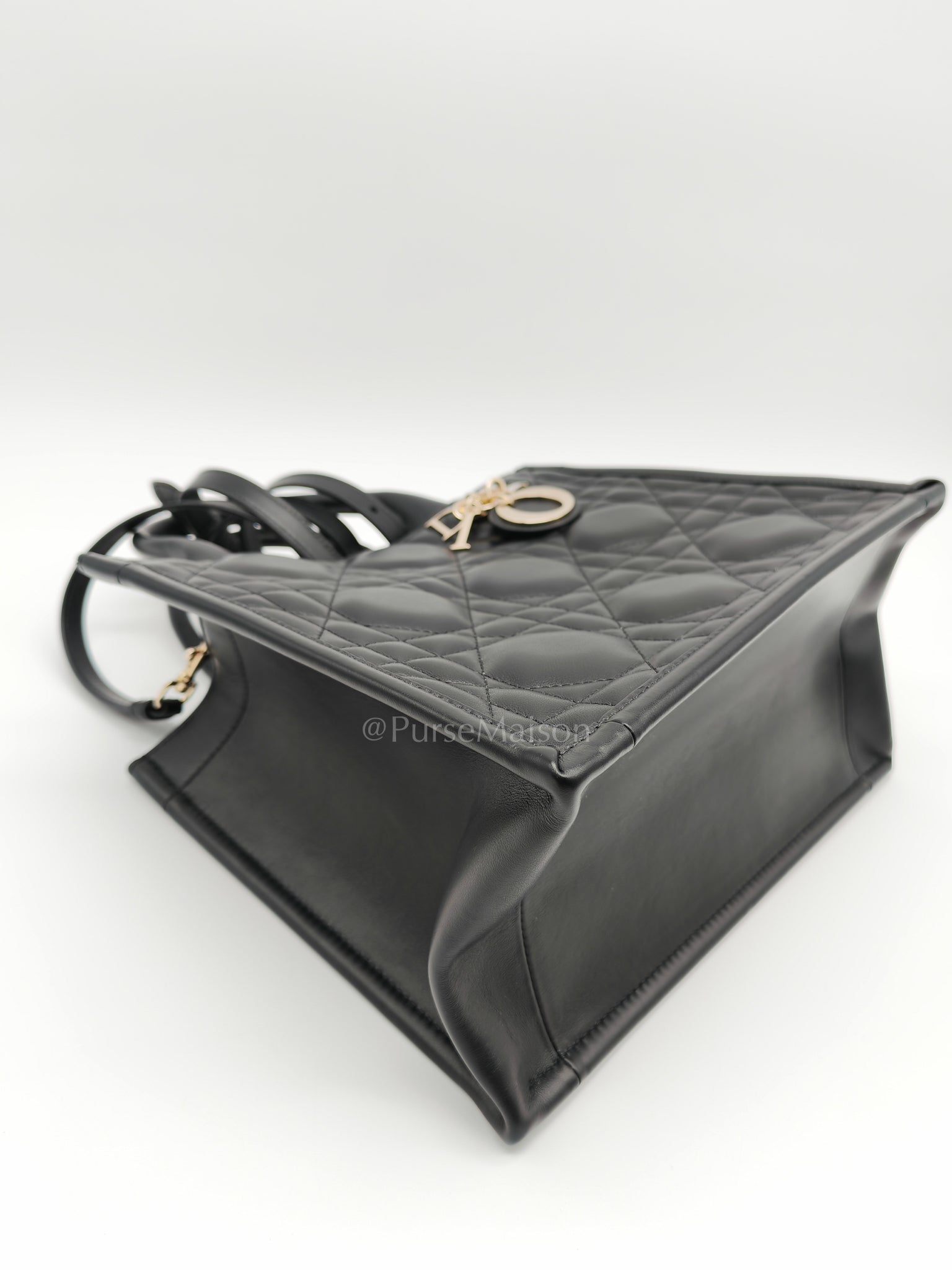 Macrocannage Booktote Small in Black Lambskin Leather Shoulder Bag | Purse Maison Luxury Bags Shop