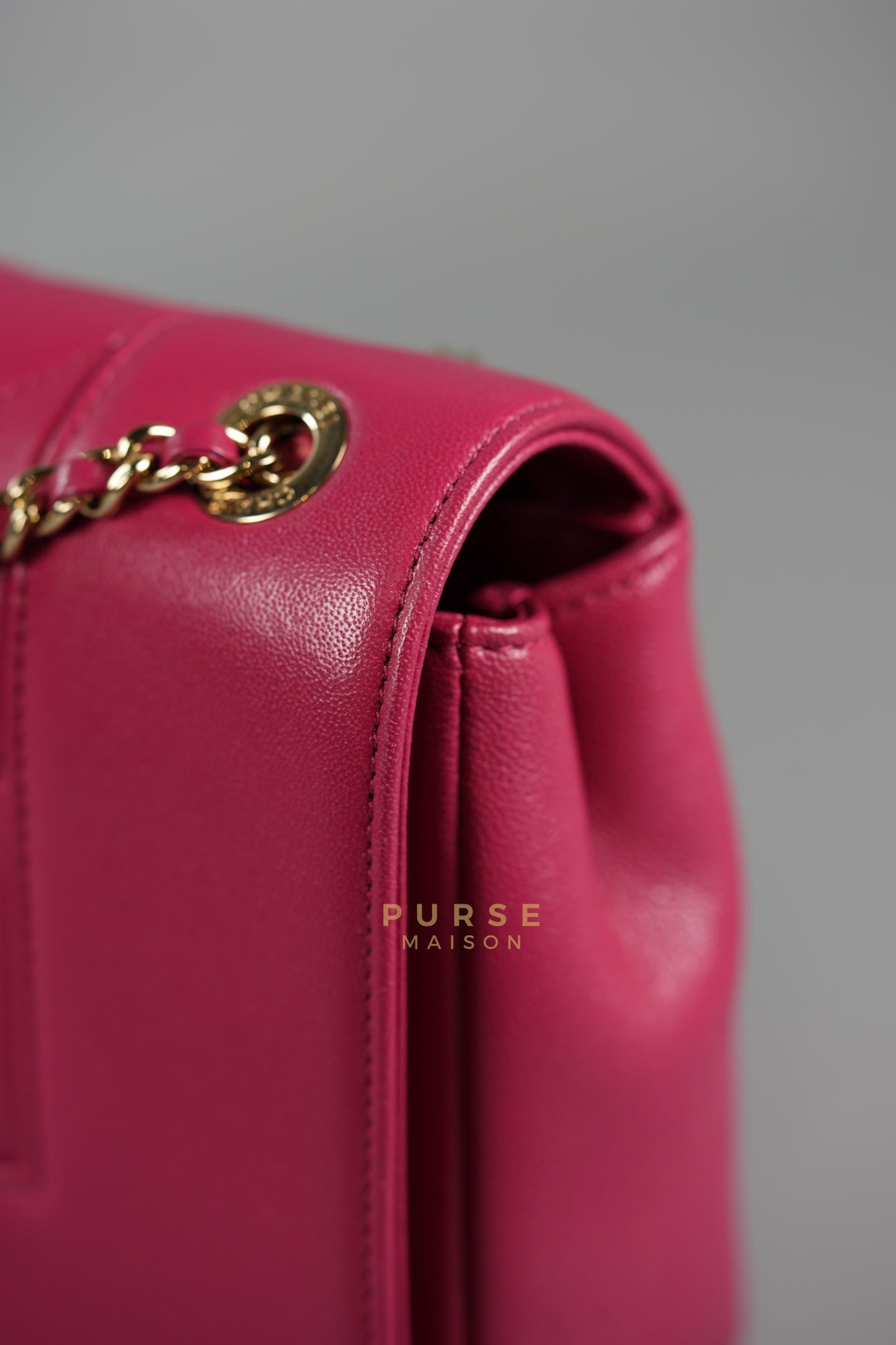 Mademoiselle Flap in Rose Pink Chevron Calfskin & Light Gold Hardware Series 24 | Purse Maison Luxury Bags Shop