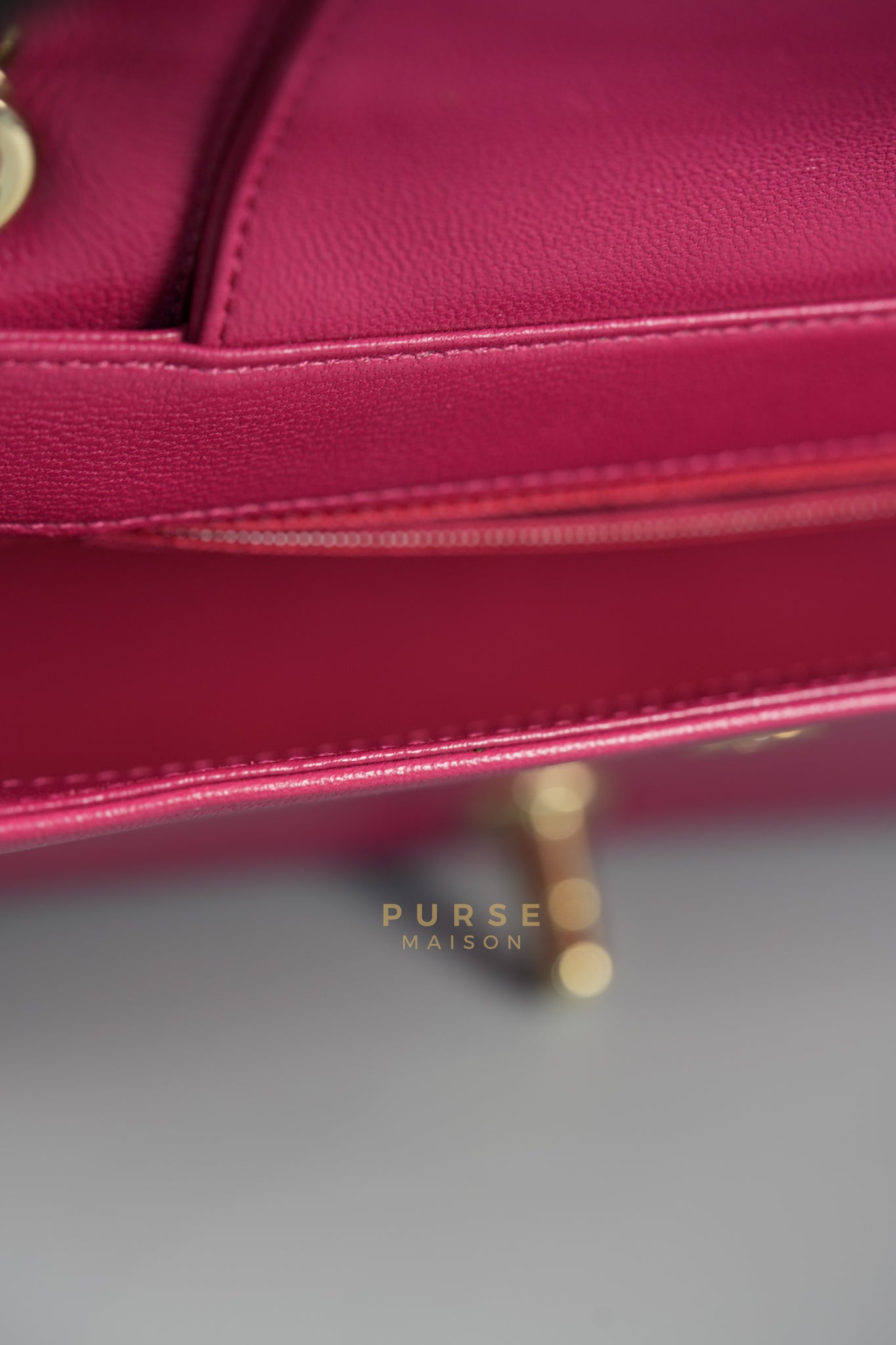 Mademoiselle Flap in Rose Pink Chevron Calfskin & Light Gold Hardware Series 24 | Purse Maison Luxury Bags Shop