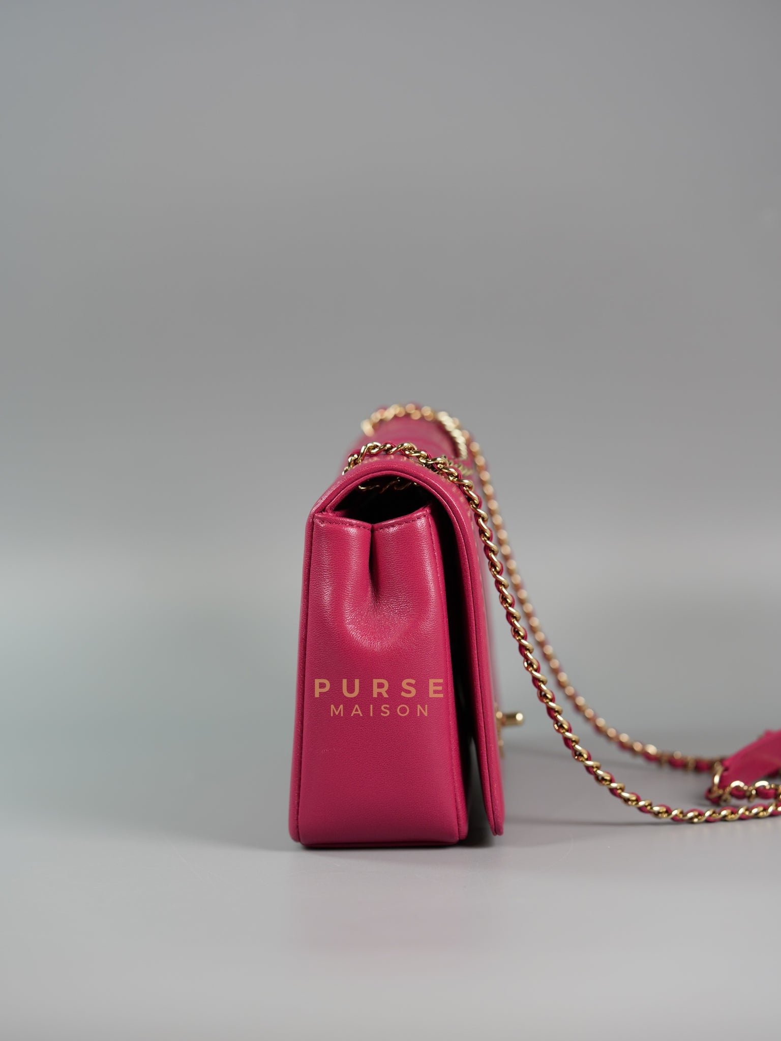 Mademoiselle Flap in Rose Pink Chevron Calfskin & Light Gold Hardware Series 24 | Purse Maison Luxury Bags Shop