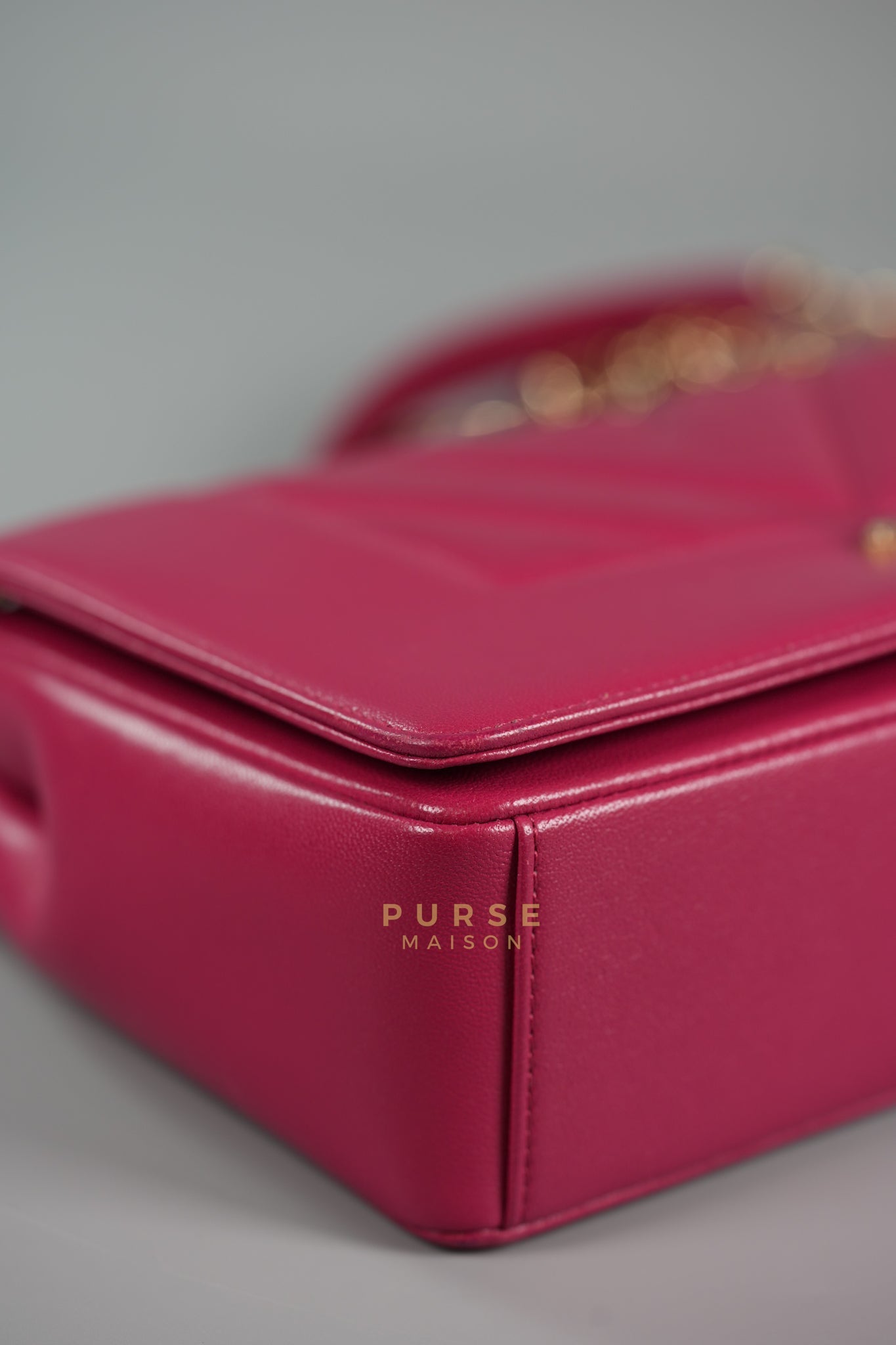 Mademoiselle Flap in Rose Pink Chevron Calfskin & Light Gold Hardware Series 24 | Purse Maison Luxury Bags Shop