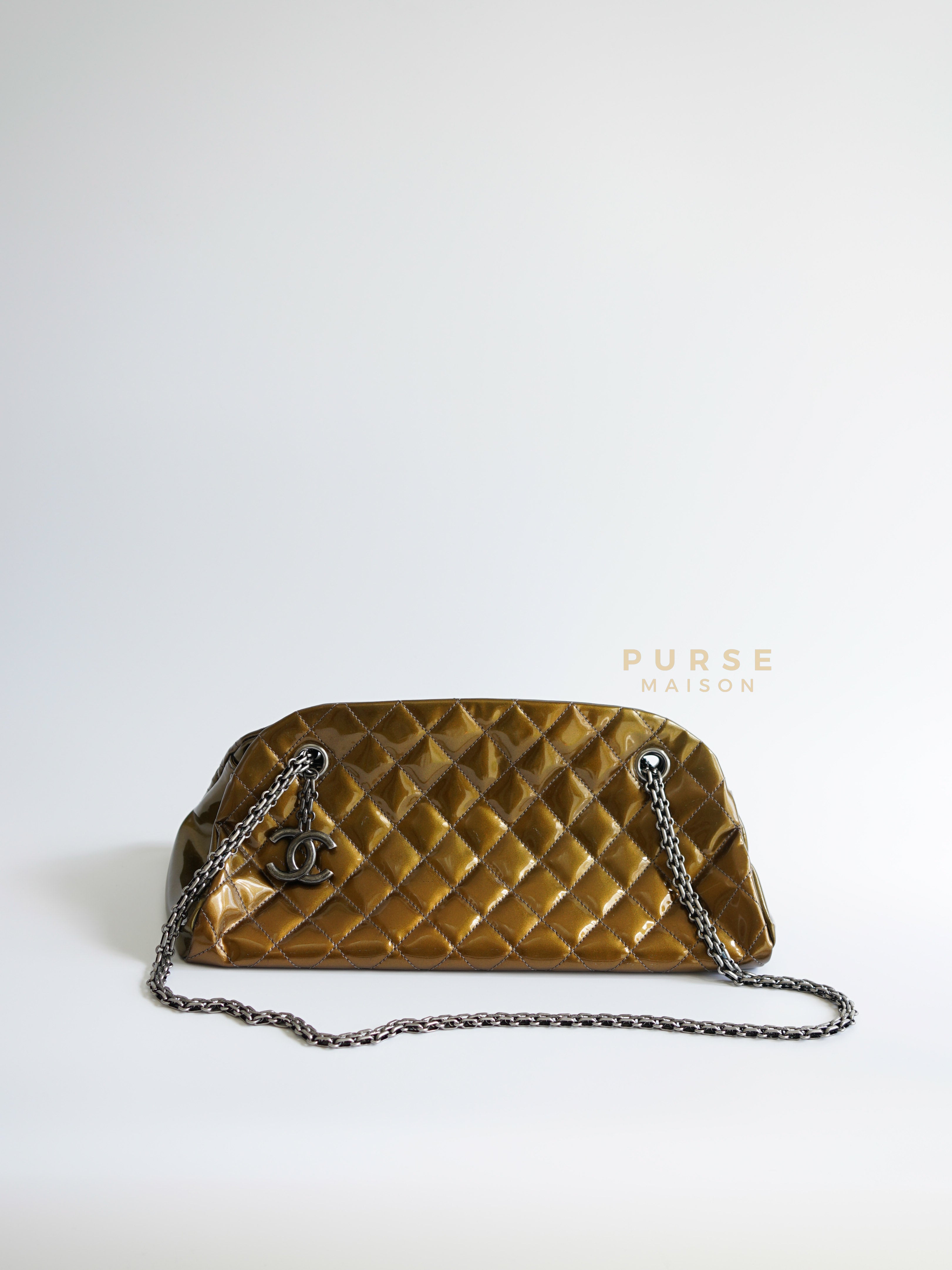Mademoiselle Gold Degrade Patent Quilted Leather Bowling Bag Series 15 | Purse Maison Luxury Bags Shop