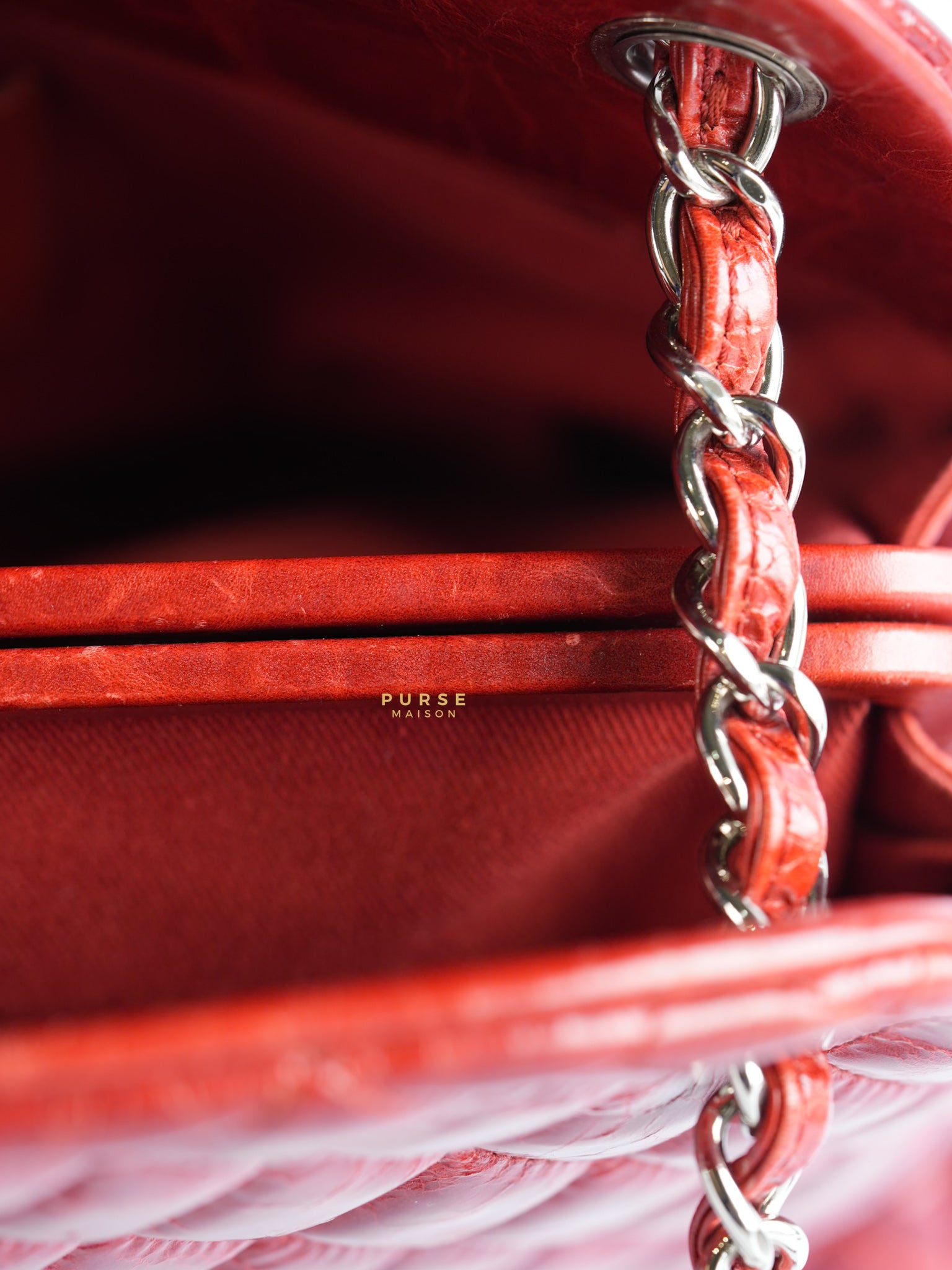Mademoiselle Red Bowling Bag Quilted Patent Leather and Silver Hardware Series 15 | Purse Maison Luxury Bags Shop