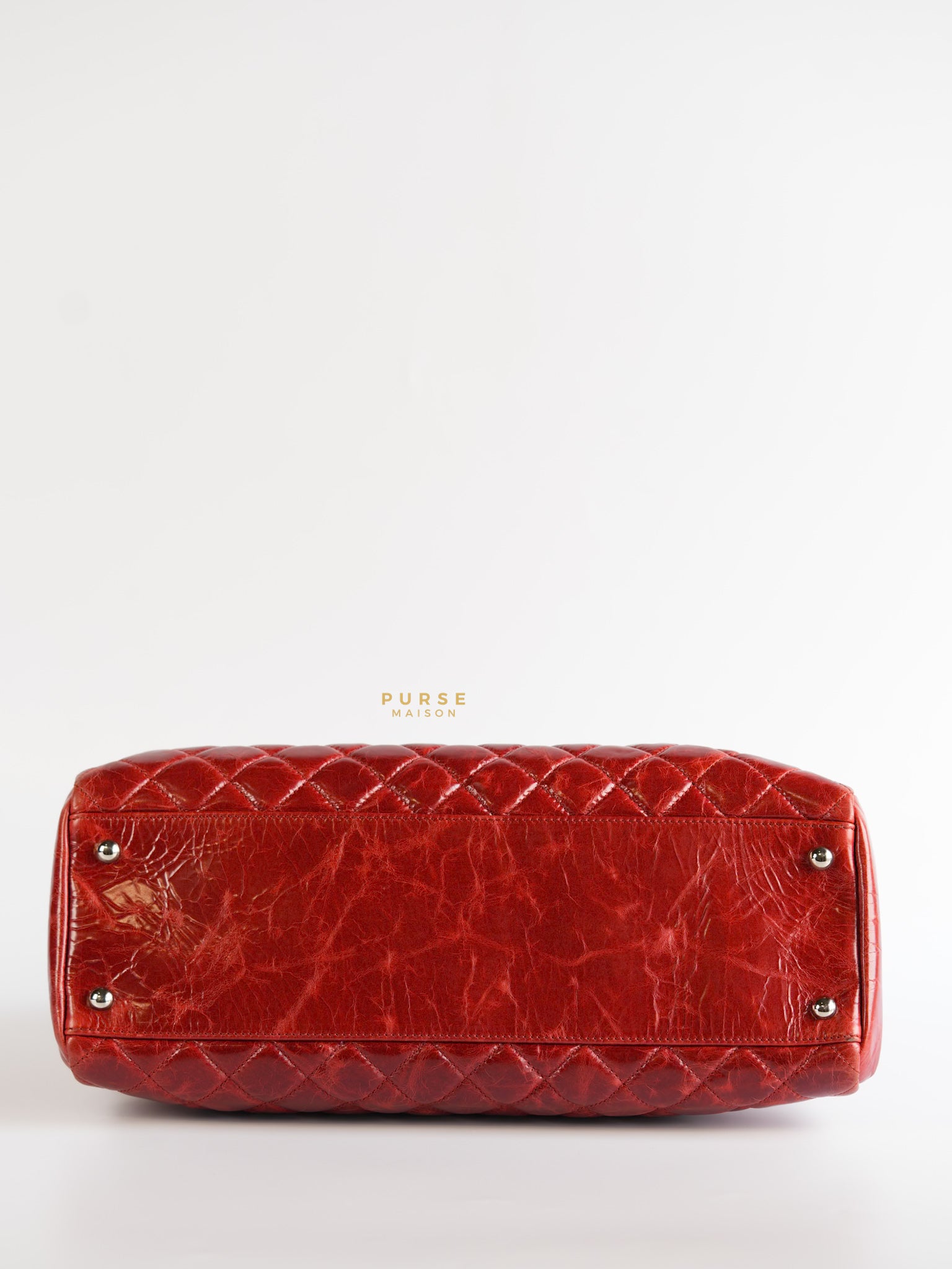 Mademoiselle Red Bowling Bag Quilted Patent Leather and Silver Hardware Series 15 | Purse Maison Luxury Bags Shop