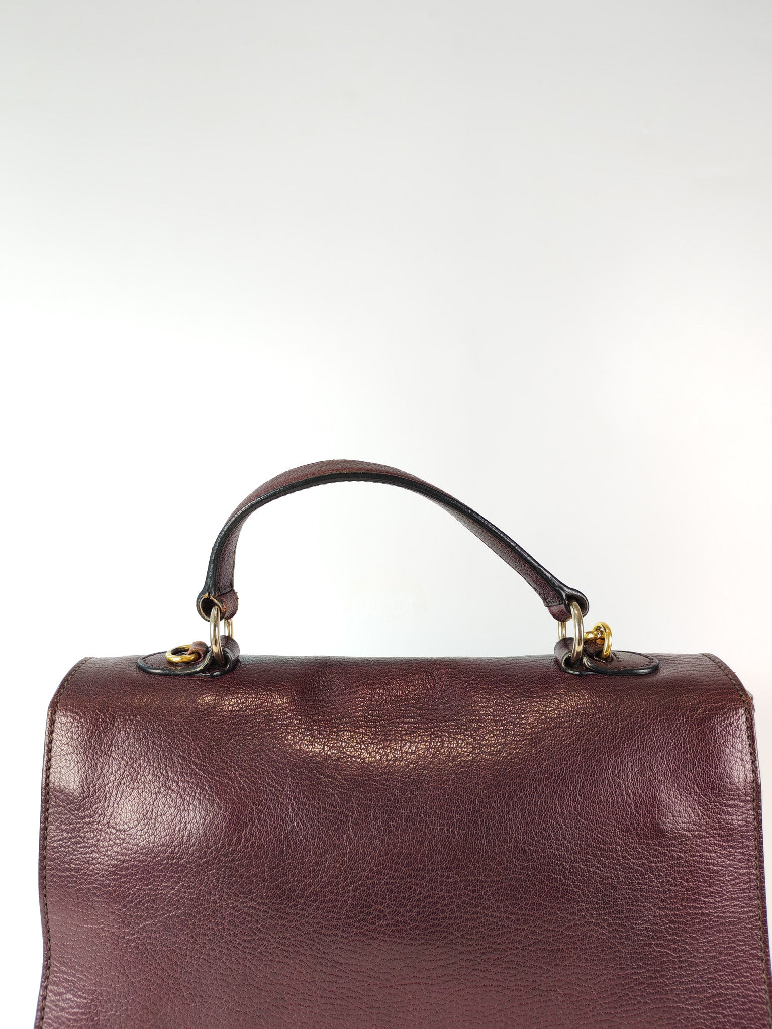 Madras Flap Bag in Burgundy Leather 2way Handbag with Top Handle | Purse Maison Luxury Bags Shop