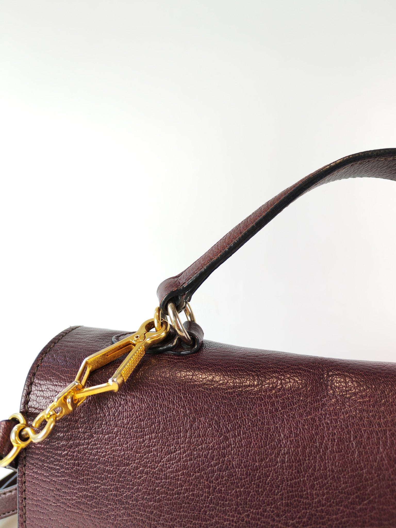 Madras Flap Bag in Burgundy Leather 2way Handbag with Top Handle | Purse Maison Luxury Bags Shop