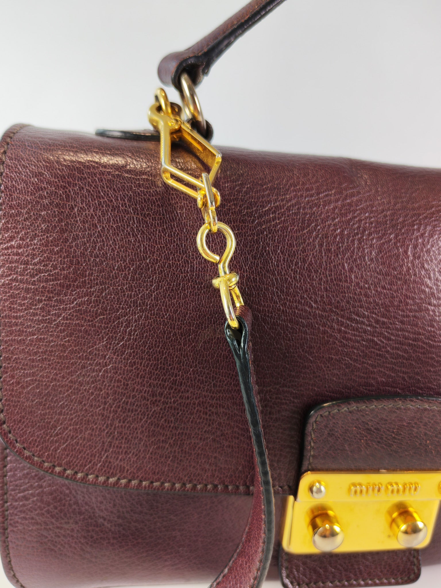 Madras Flap Bag in Burgundy Leather 2way Handbag with Top Handle | Purse Maison Luxury Bags Shop