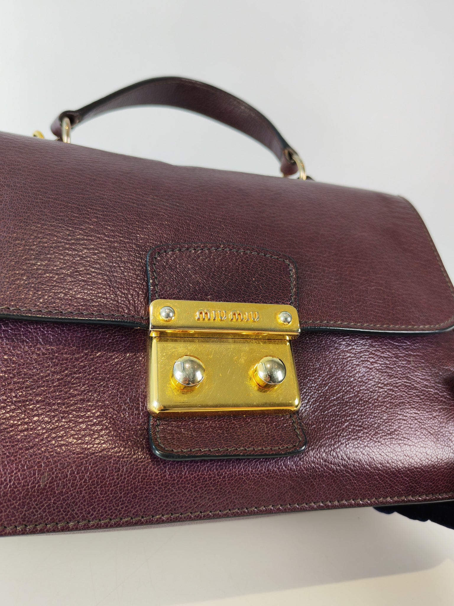 Madras Flap Bag in Burgundy Leather 2way Handbag with Top Handle | Purse Maison Luxury Bags Shop