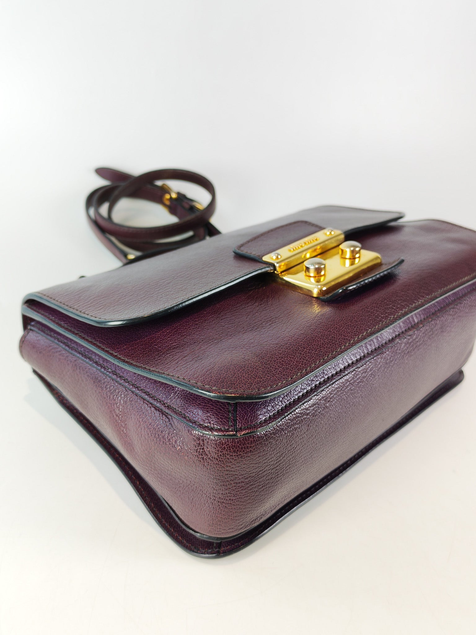 Madras Flap Bag in Burgundy Leather 2way Handbag with Top Handle | Purse Maison Luxury Bags Shop