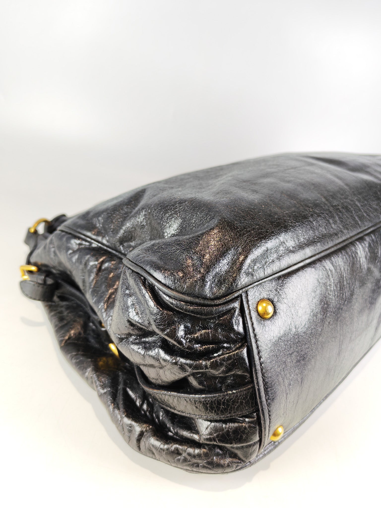 Madras “Lock” Top Handle Bag in Black Leather | Purse Maison Luxury Bags Shop