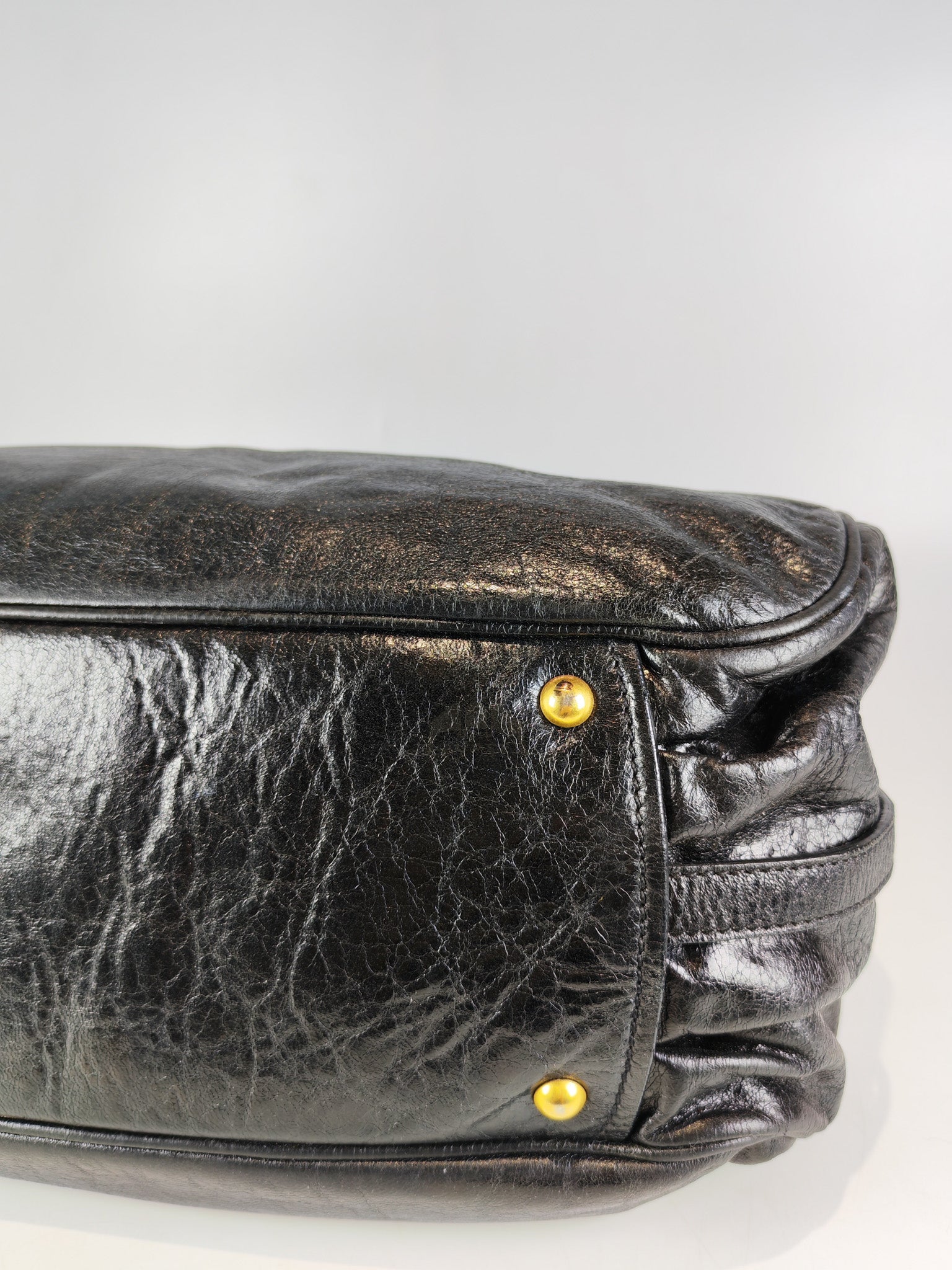 Madras “Lock” Top Handle Bag in Black Leather | Purse Maison Luxury Bags Shop