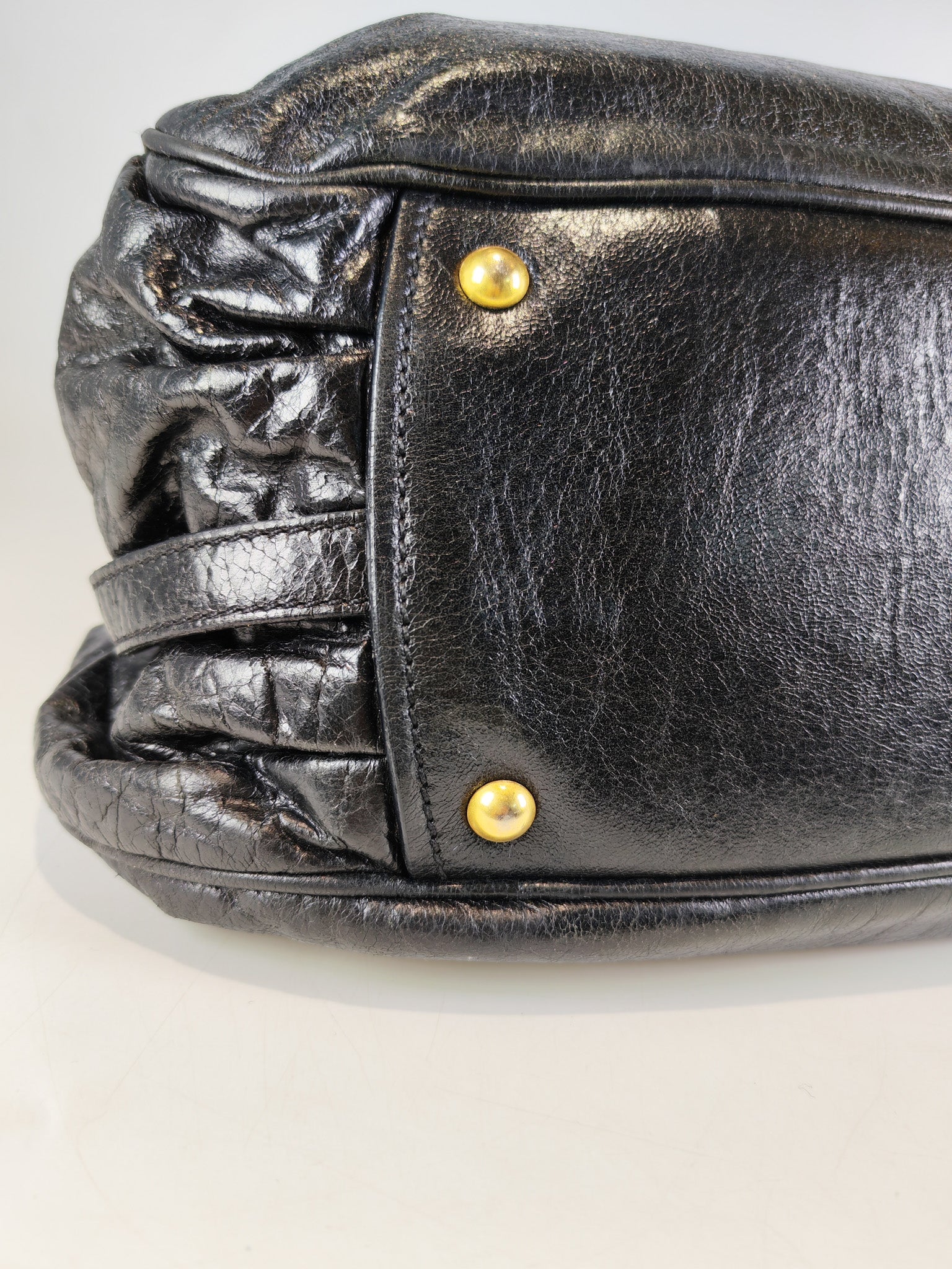 Madras “Lock” Top Handle Bag in Black Leather | Purse Maison Luxury Bags Shop