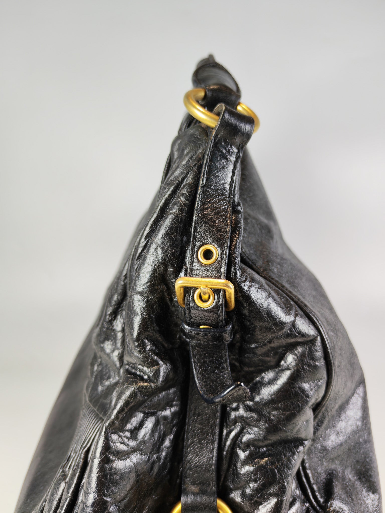 Madras “Lock” Top Handle Bag in Black Leather | Purse Maison Luxury Bags Shop