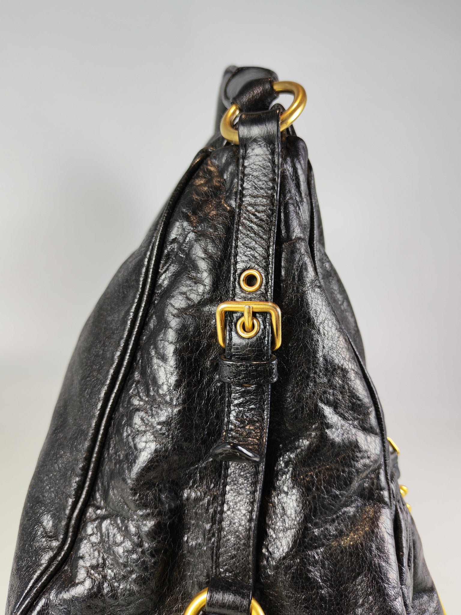 Madras “Lock” Top Handle Bag in Black Leather | Purse Maison Luxury Bags Shop