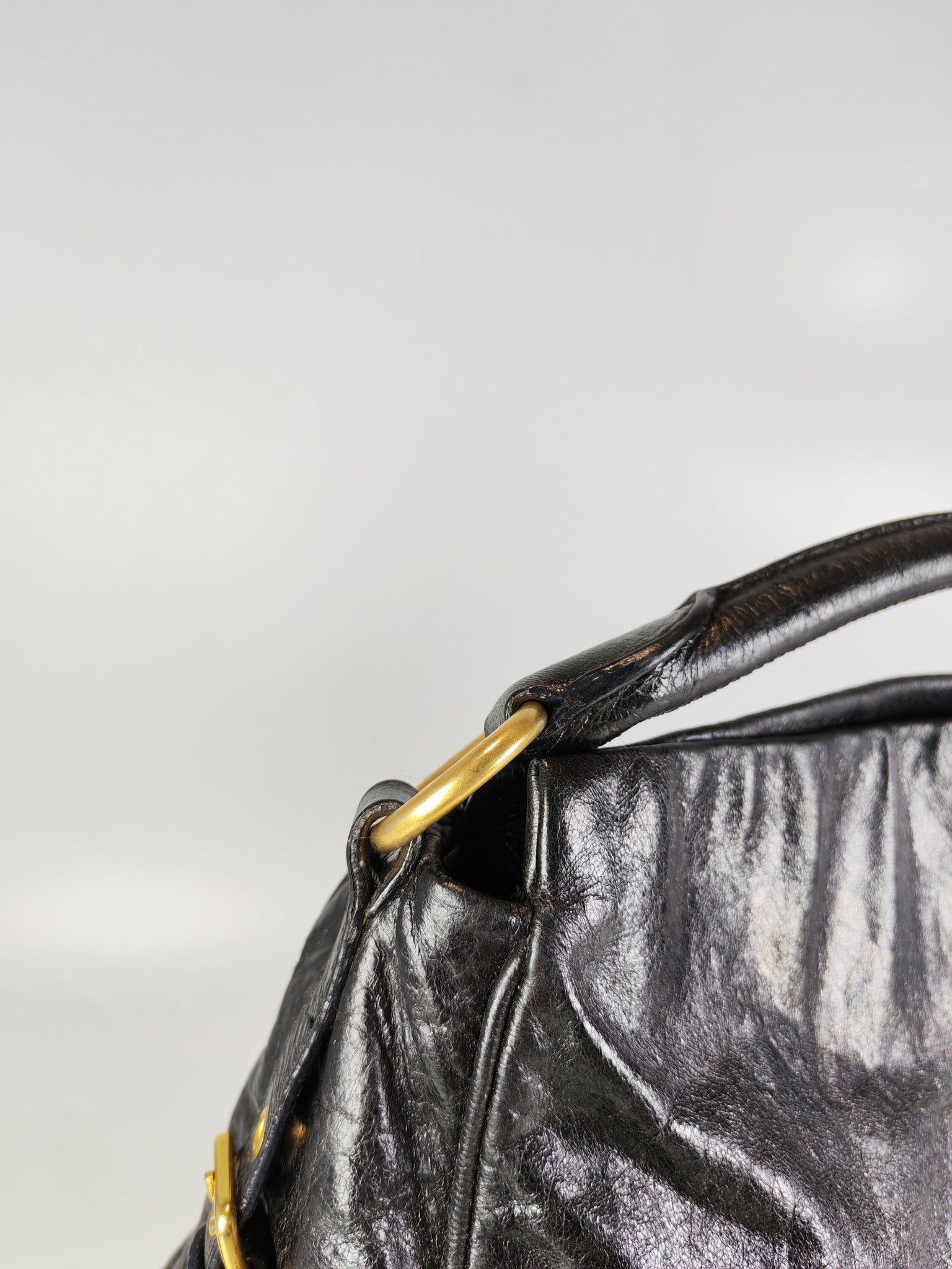 Madras “Lock” Top Handle Bag in Black Leather | Purse Maison Luxury Bags Shop