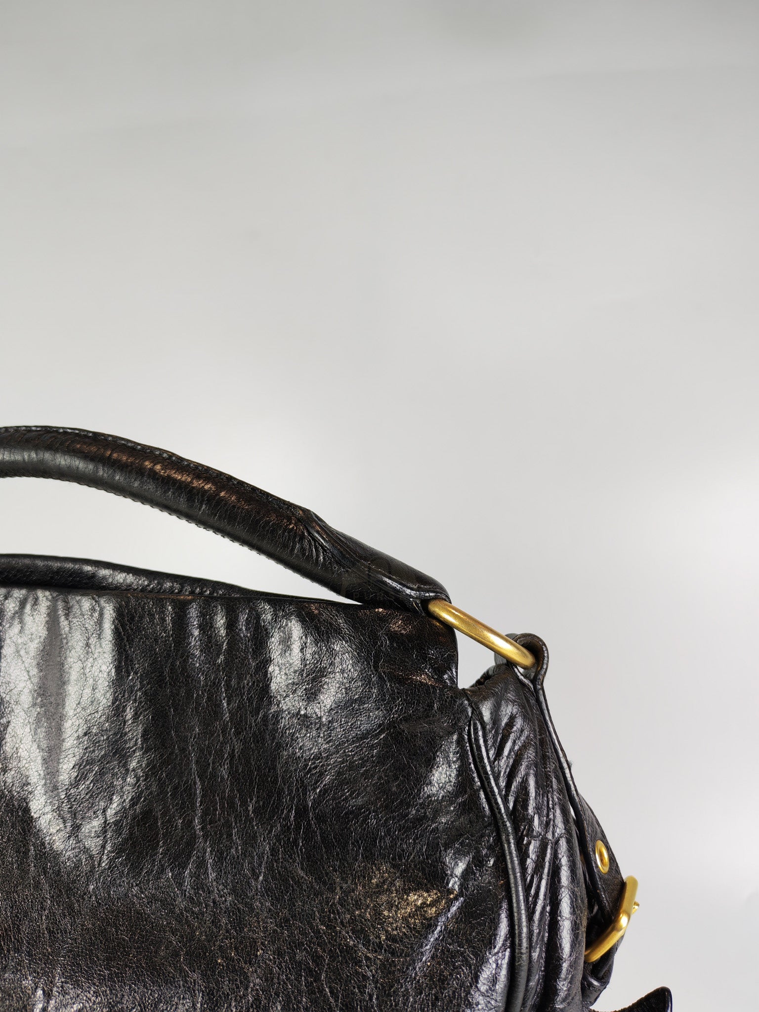 Madras “Lock” Top Handle Bag in Black Leather | Purse Maison Luxury Bags Shop
