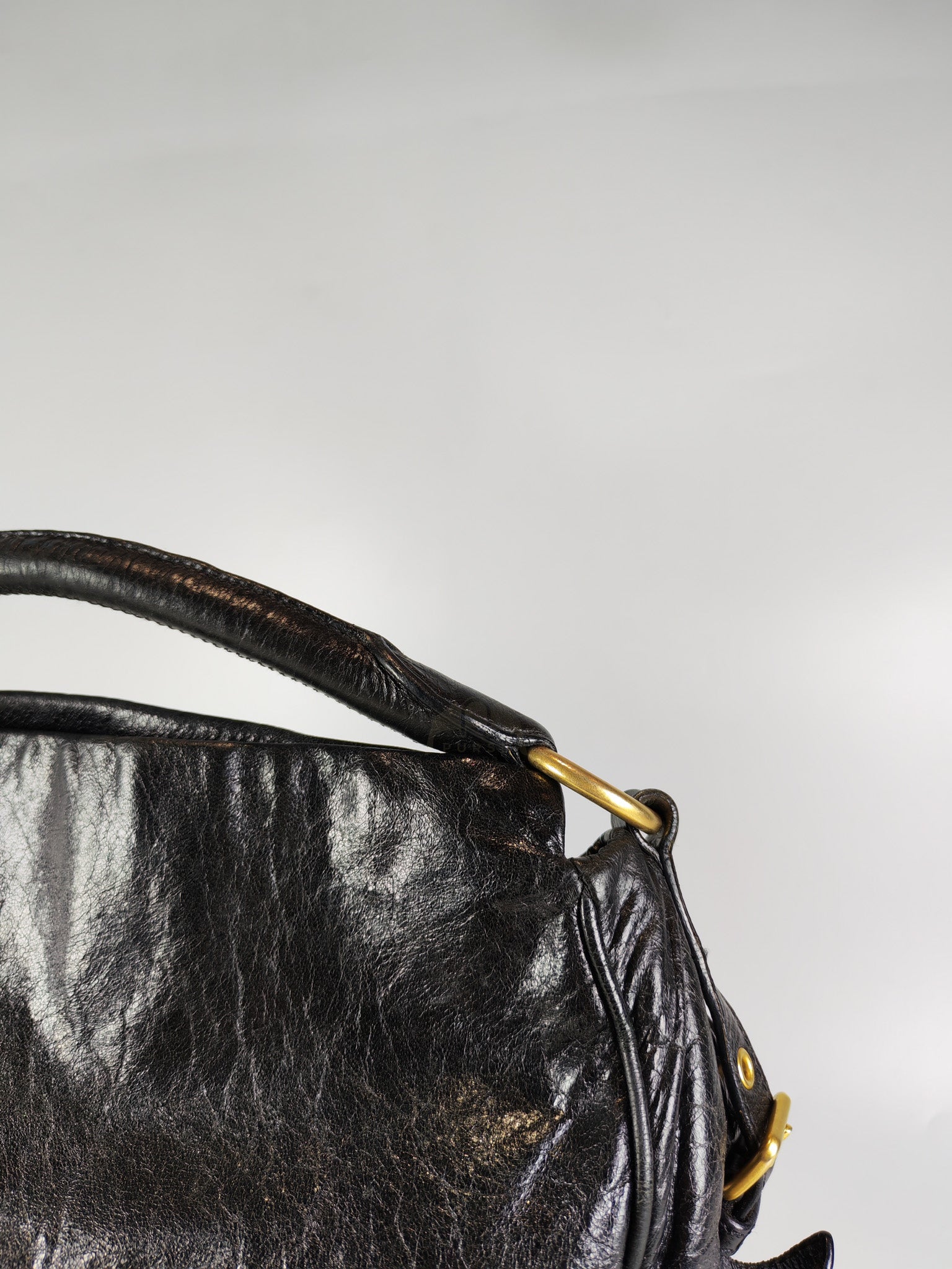 Madras “Lock” Top Handle Bag in Black Leather | Purse Maison Luxury Bags Shop