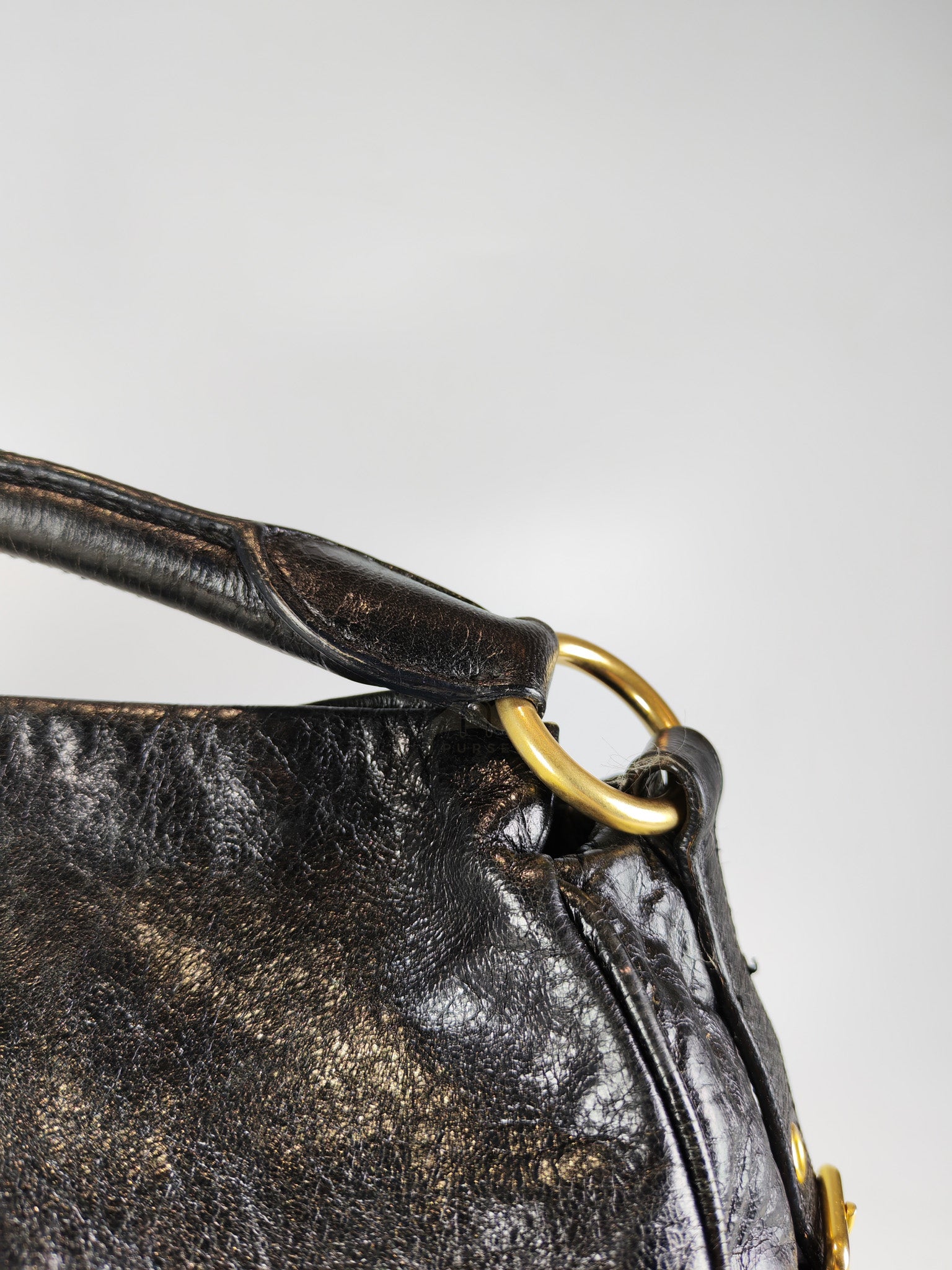 Madras “Lock” Top Handle Bag in Black Leather | Purse Maison Luxury Bags Shop