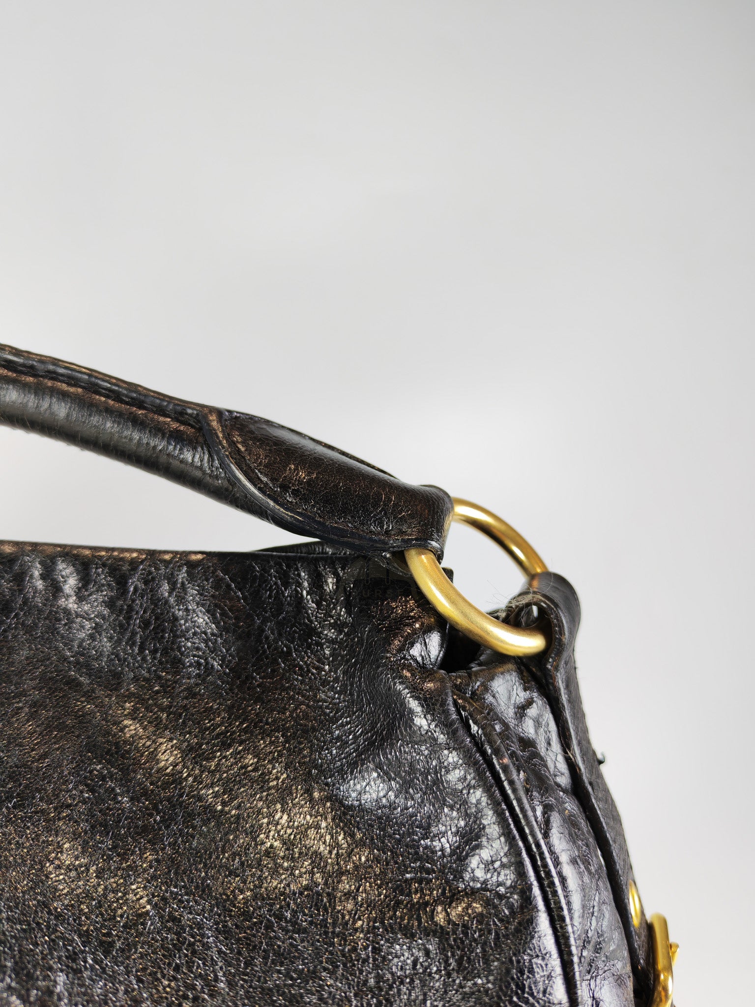 Madras “Lock” Top Handle Bag in Black Leather | Purse Maison Luxury Bags Shop
