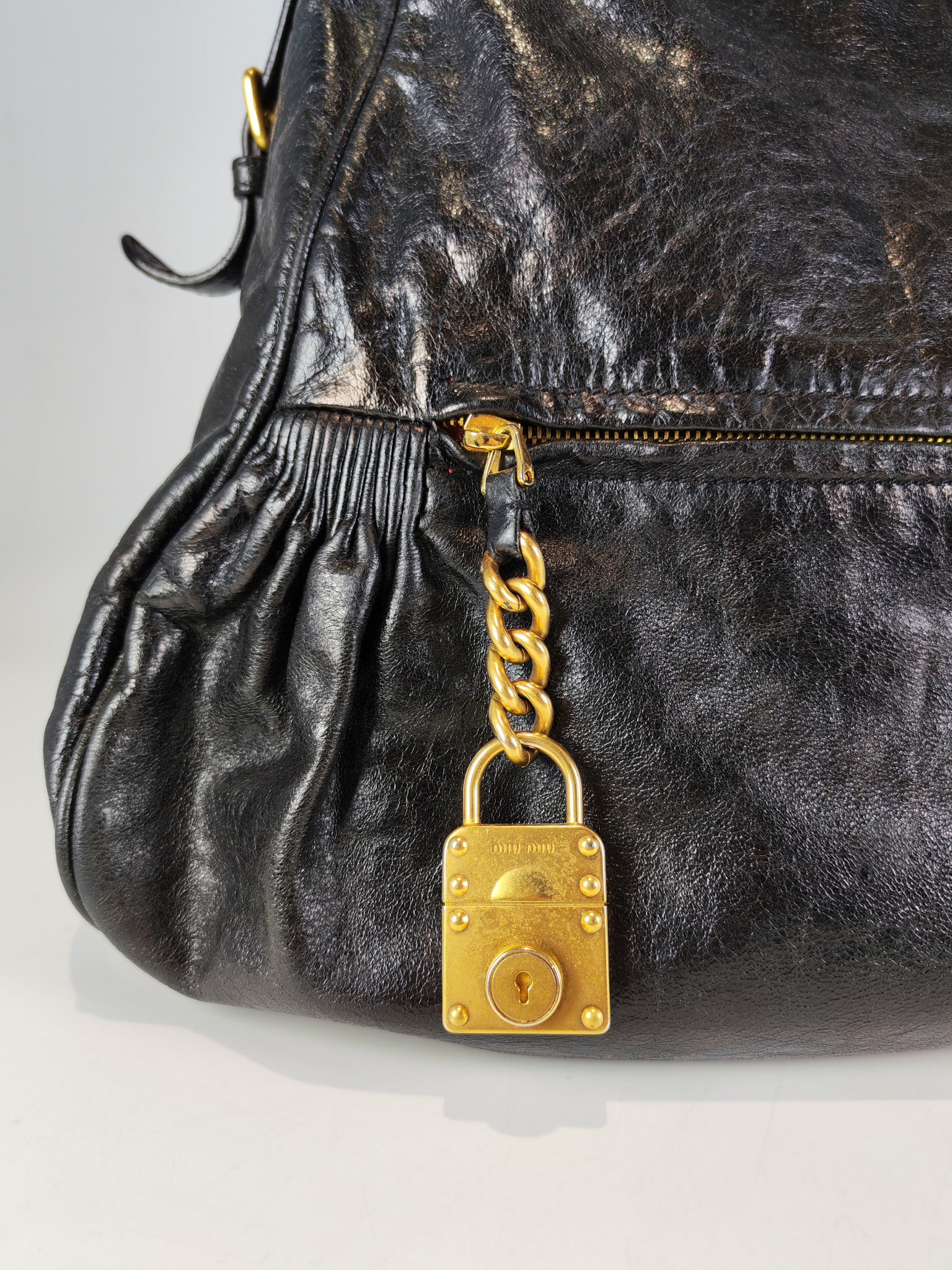 Madras “Lock” Top Handle Bag in Black Leather | Purse Maison Luxury Bags Shop