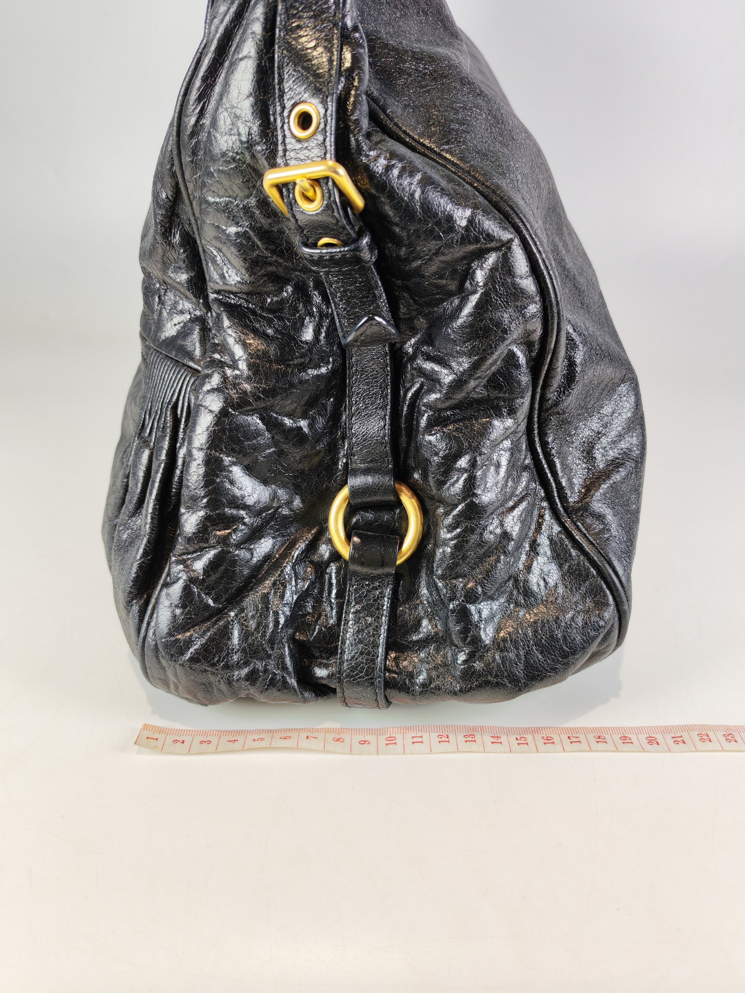 Madras “Lock” Top Handle Bag in Black Leather | Purse Maison Luxury Bags Shop