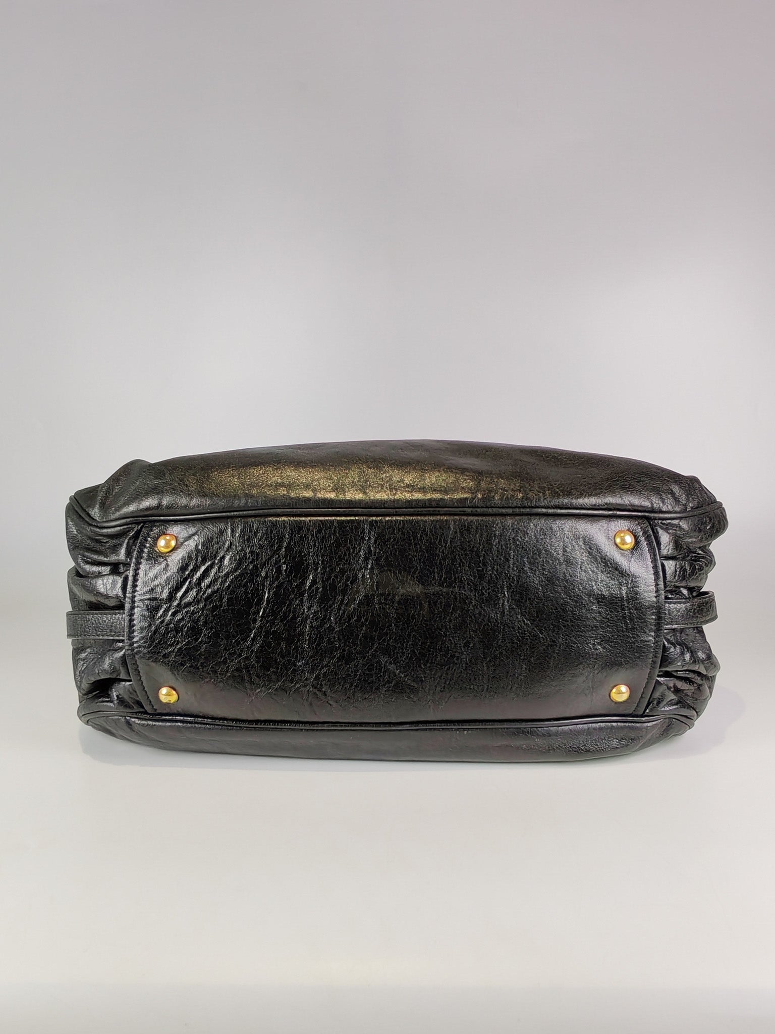 Madras “Lock” Top Handle Bag in Black Leather | Purse Maison Luxury Bags Shop