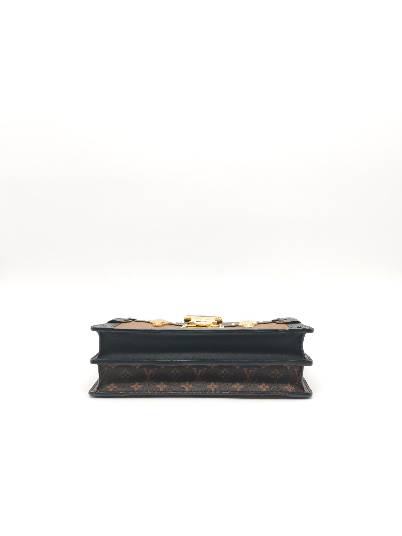 Trunk Clutch Bag in Monogram Reverse Canvas & Gold Hardware Microchip