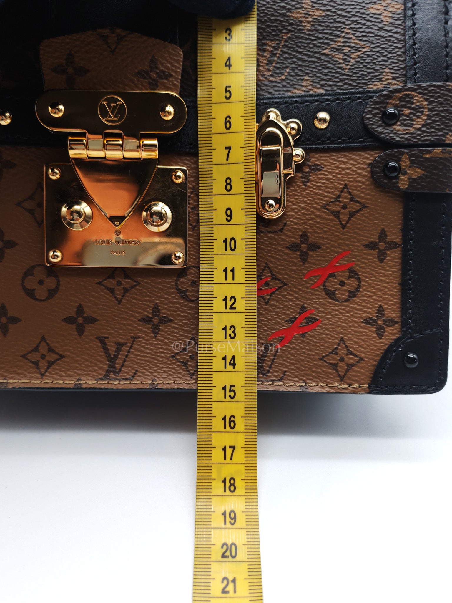 Trunk Clutch Bag in Monogram Reverse Canvas & Gold Hardware Microchip