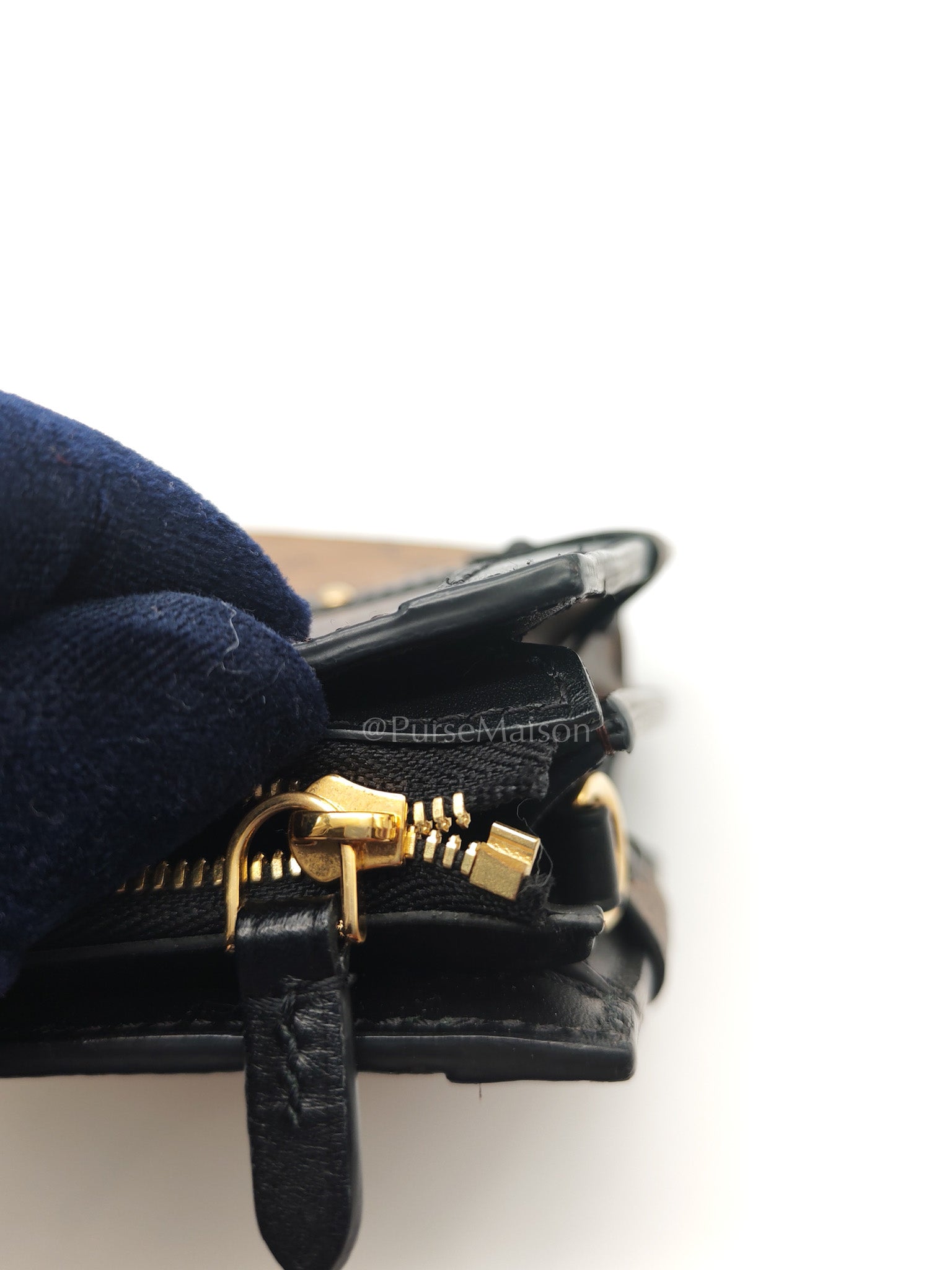 Trunk Clutch Bag in Monogram Reverse Canvas & Gold Hardware Microchip