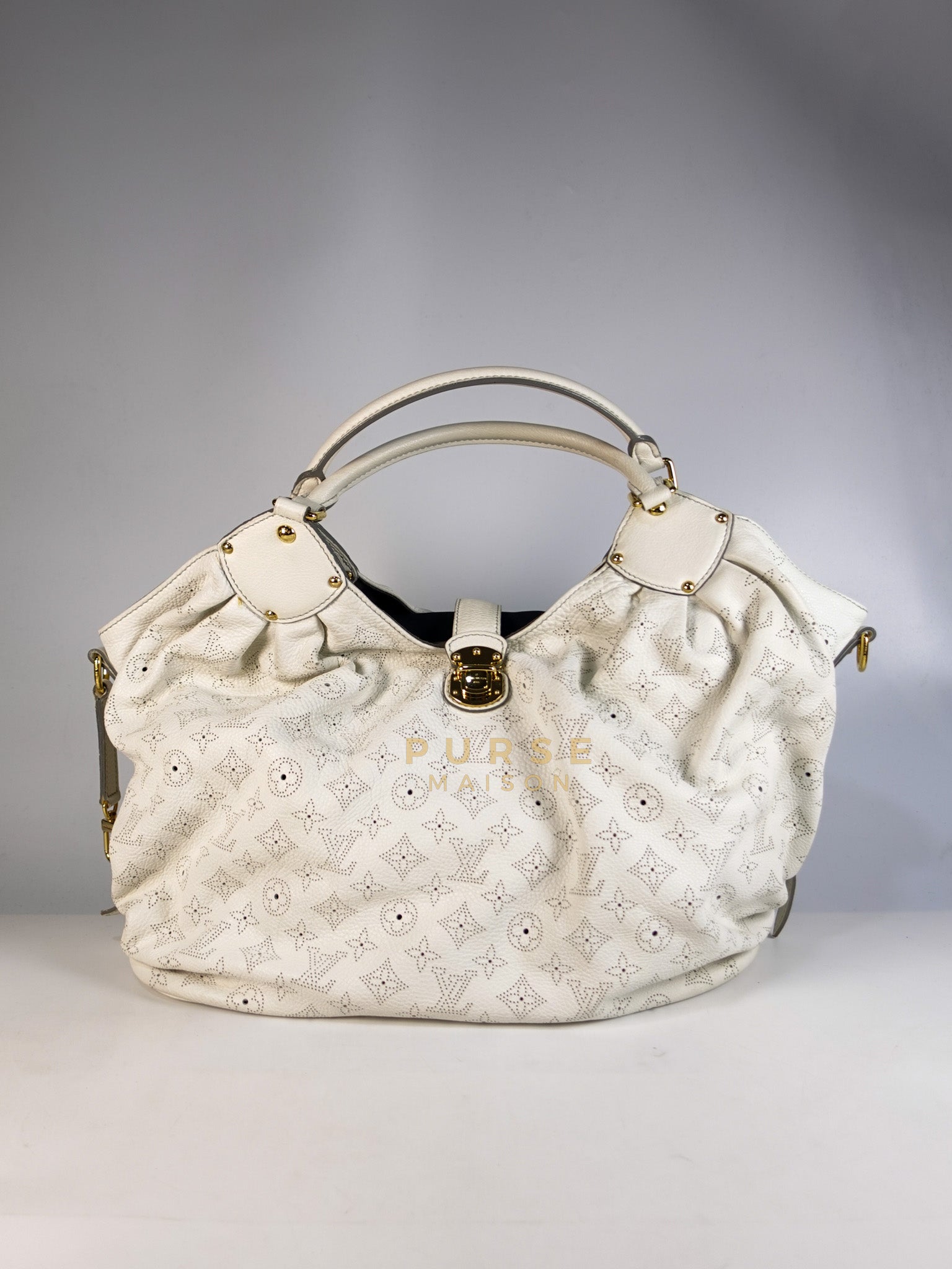 Mahina Hand Bag Large in White Monogram Leather (Date Code: TH0028) | Purse Maison Luxury Bags Shop
