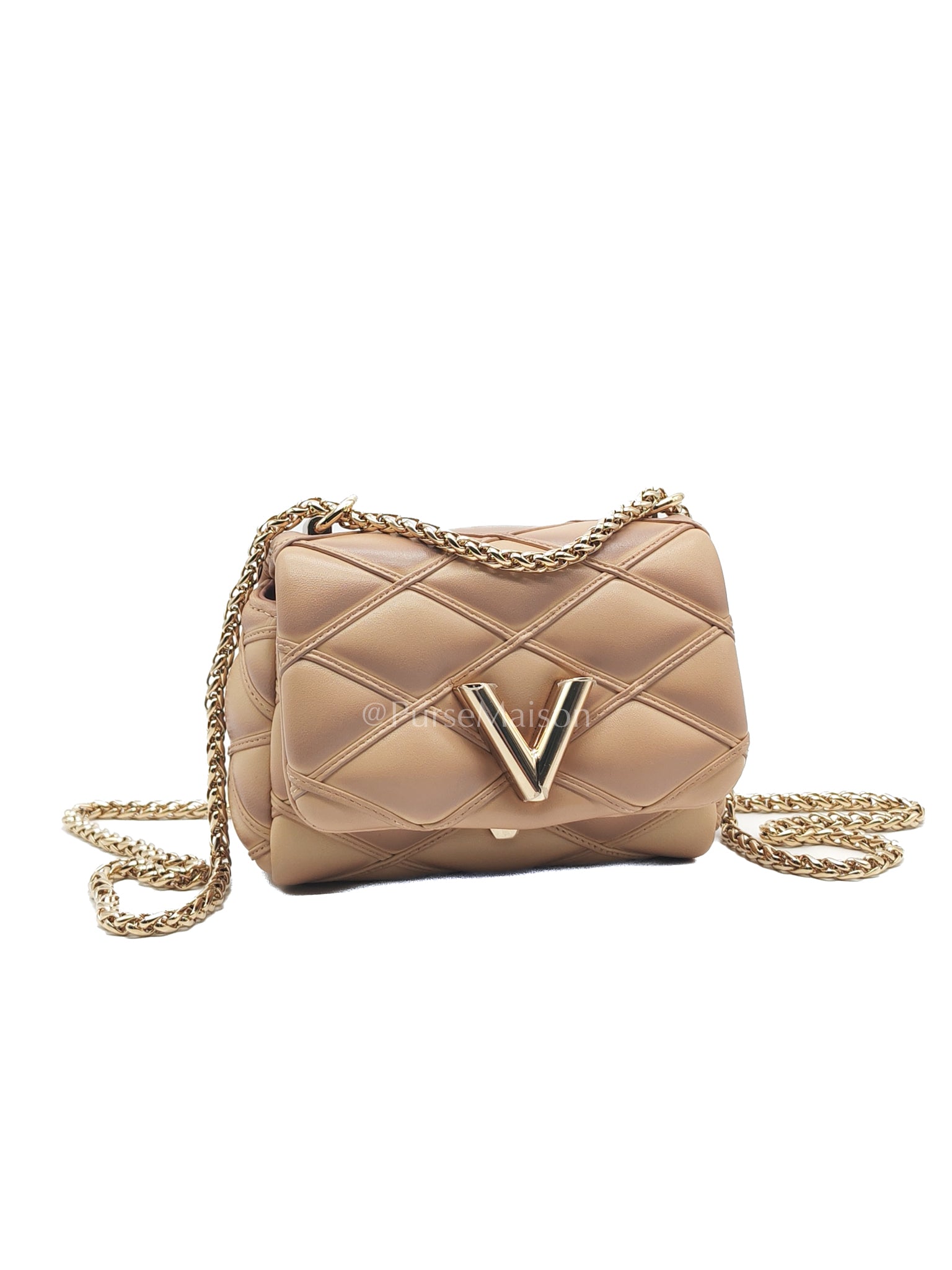 Malletage Mini in Beige Pink Lambskin Leather Chain Bag (Microchip) | Purse Maison Luxury Bags Shop