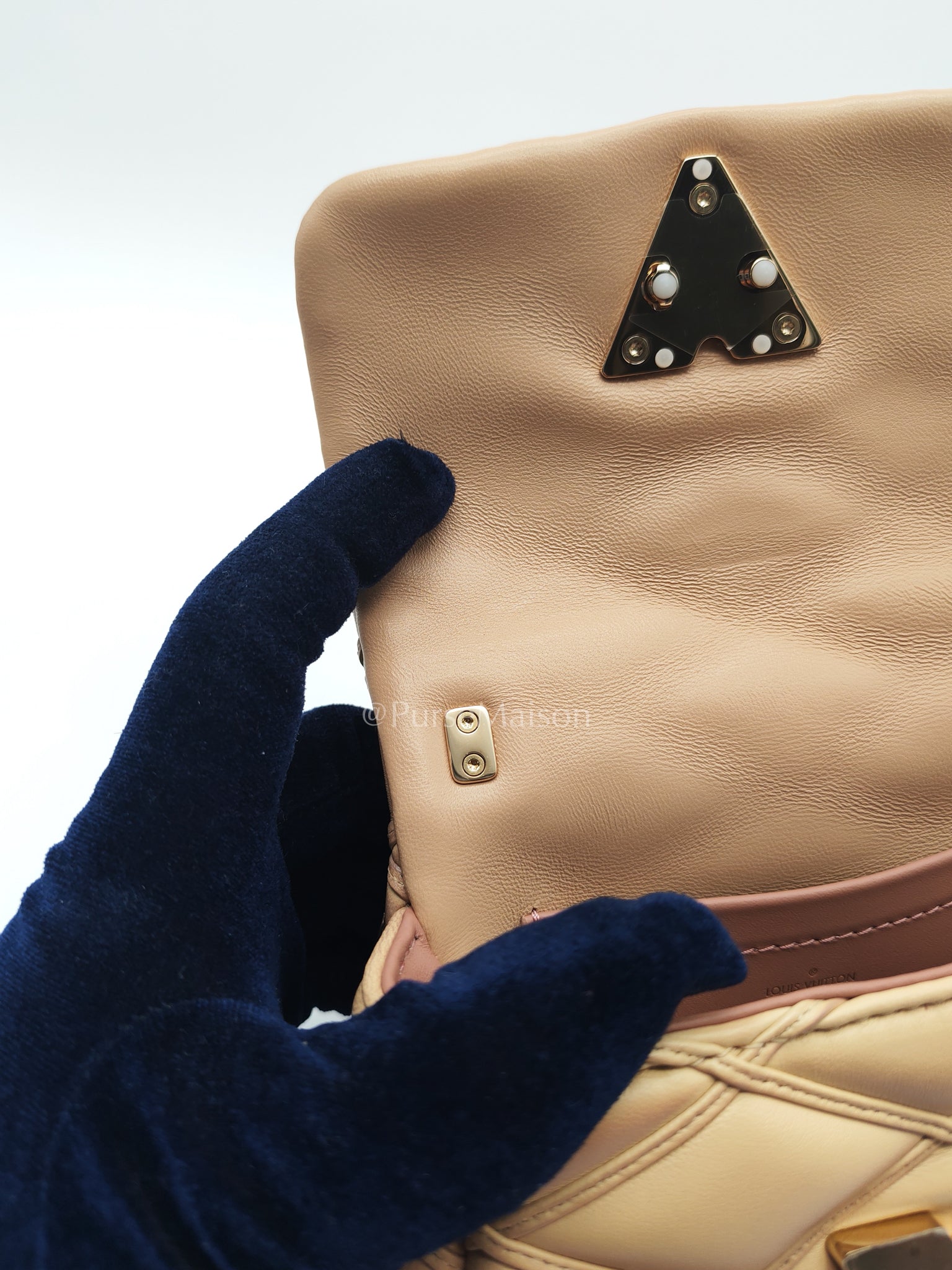 Malletage Mini in Beige Pink Lambskin Leather Chain Bag (Microchip) | Purse Maison Luxury Bags Shop