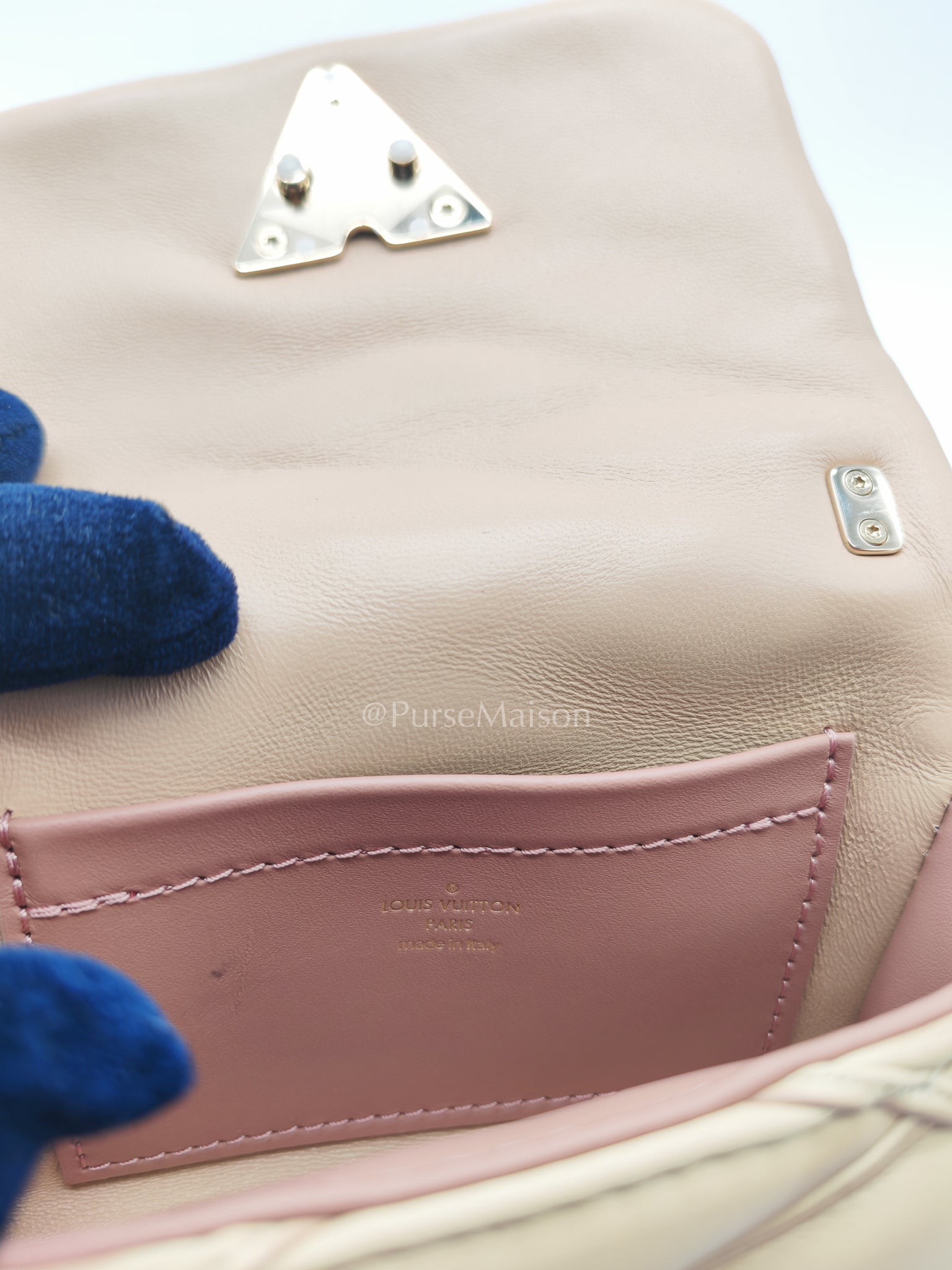 Malletage Mini in Beige Pink Lambskin Leather Chain Bag (Microchip) | Purse Maison Luxury Bags Shop