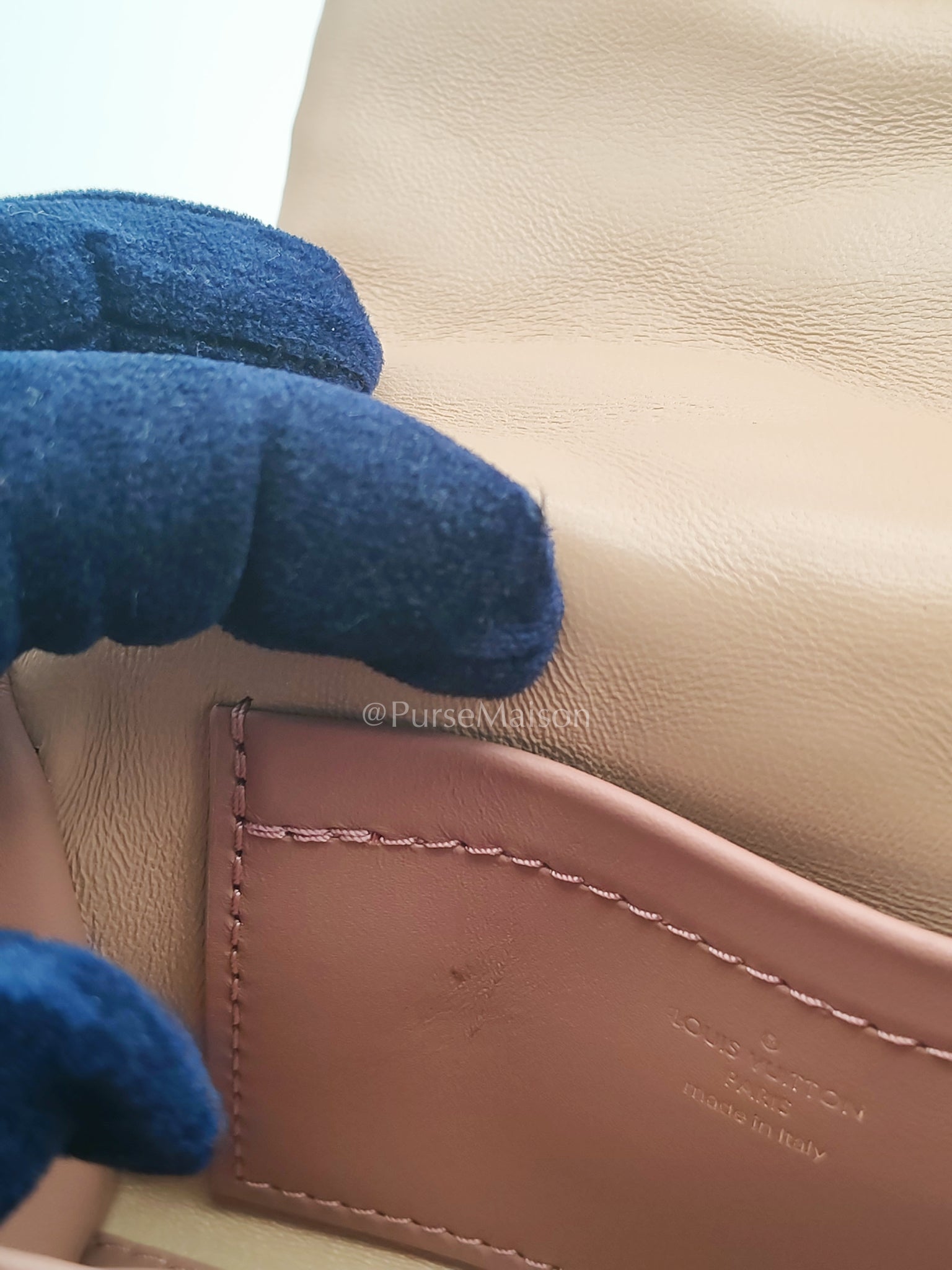 Malletage Mini in Beige Pink Lambskin Leather Chain Bag (Microchip) | Purse Maison Luxury Bags Shop