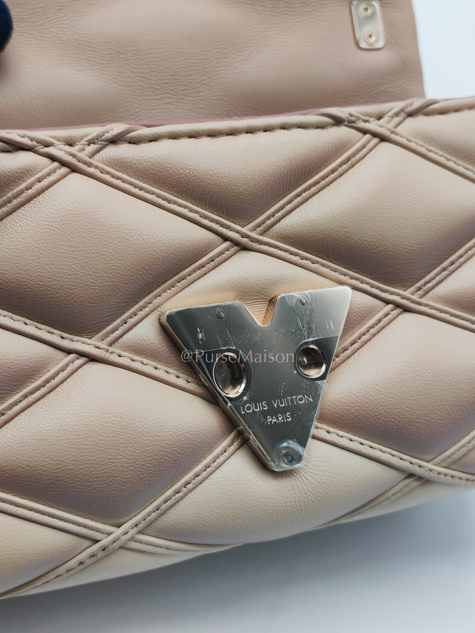 Malletage Mini in Beige Pink Lambskin Leather Chain Bag (Microchip) | Purse Maison Luxury Bags Shop