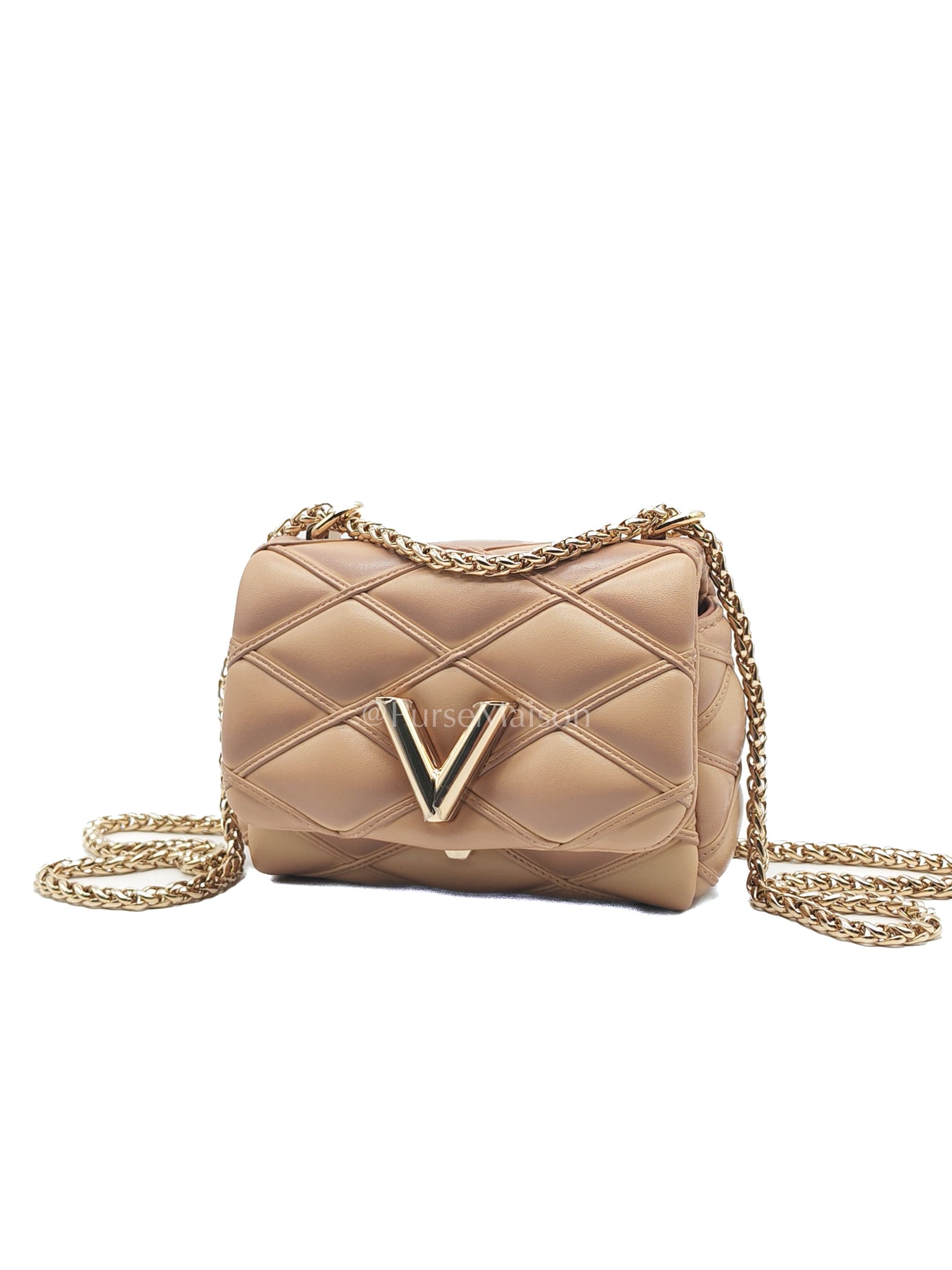 Malletage Mini in Beige Pink Lambskin Leather Chain Bag (Microchip) | Purse Maison Luxury Bags Shop