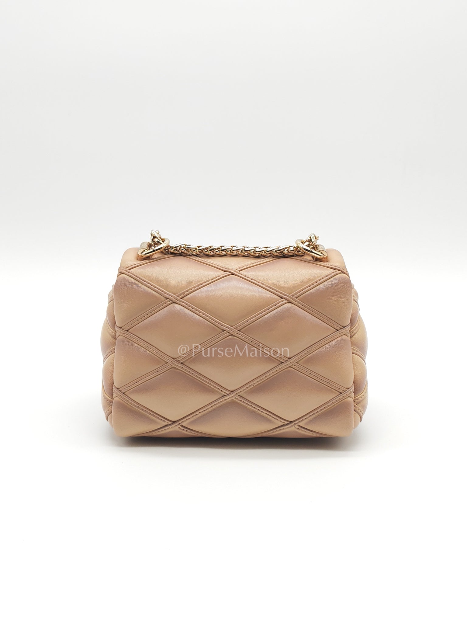Malletage Mini in Beige Pink Lambskin Leather Chain Bag (Microchip) | Purse Maison Luxury Bags Shop