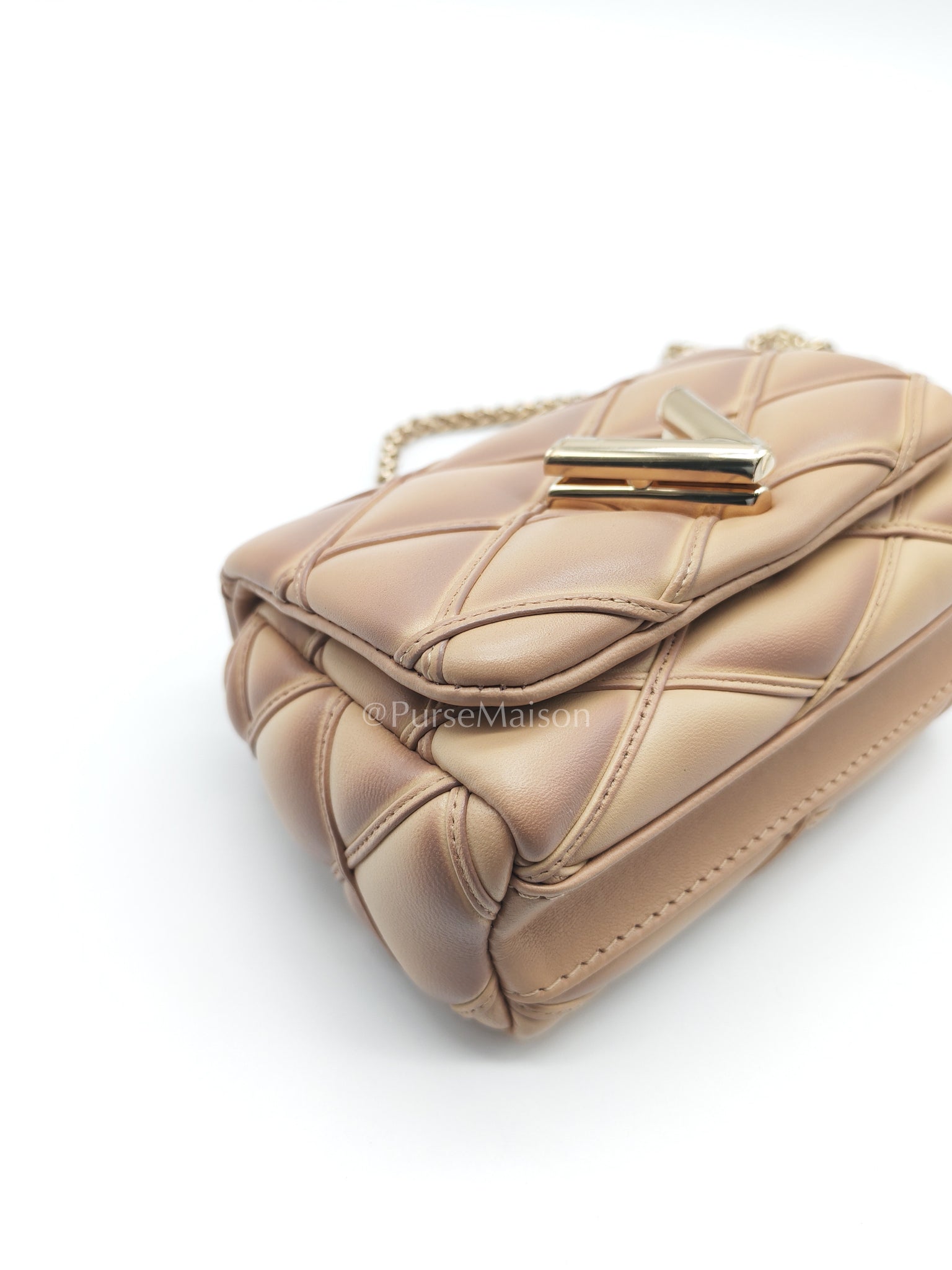 Malletage Mini in Beige Pink Lambskin Leather Chain Bag (Microchip) | Purse Maison Luxury Bags Shop
