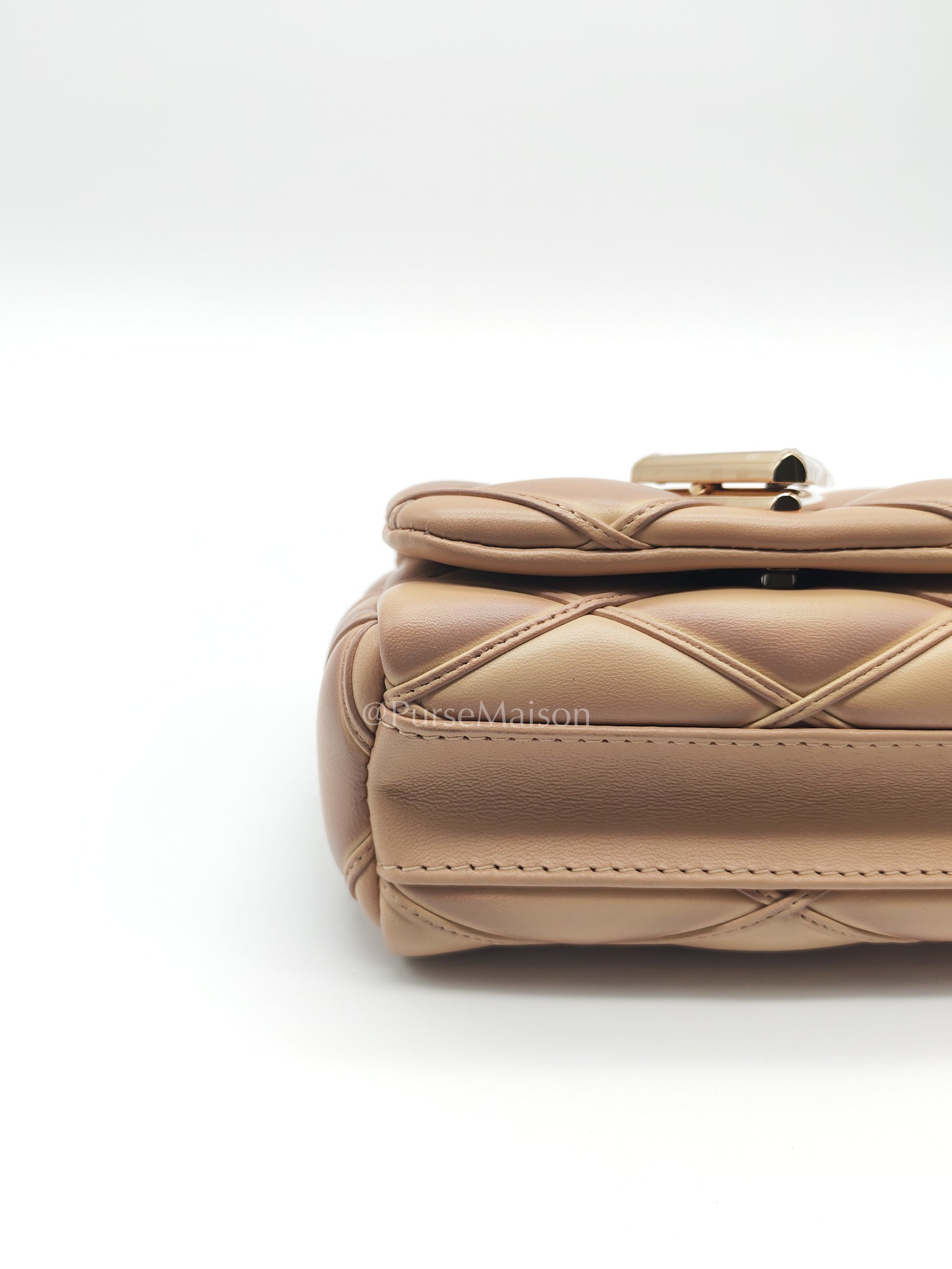 Malletage Mini in Beige Pink Lambskin Leather Chain Bag (Microchip) | Purse Maison Luxury Bags Shop